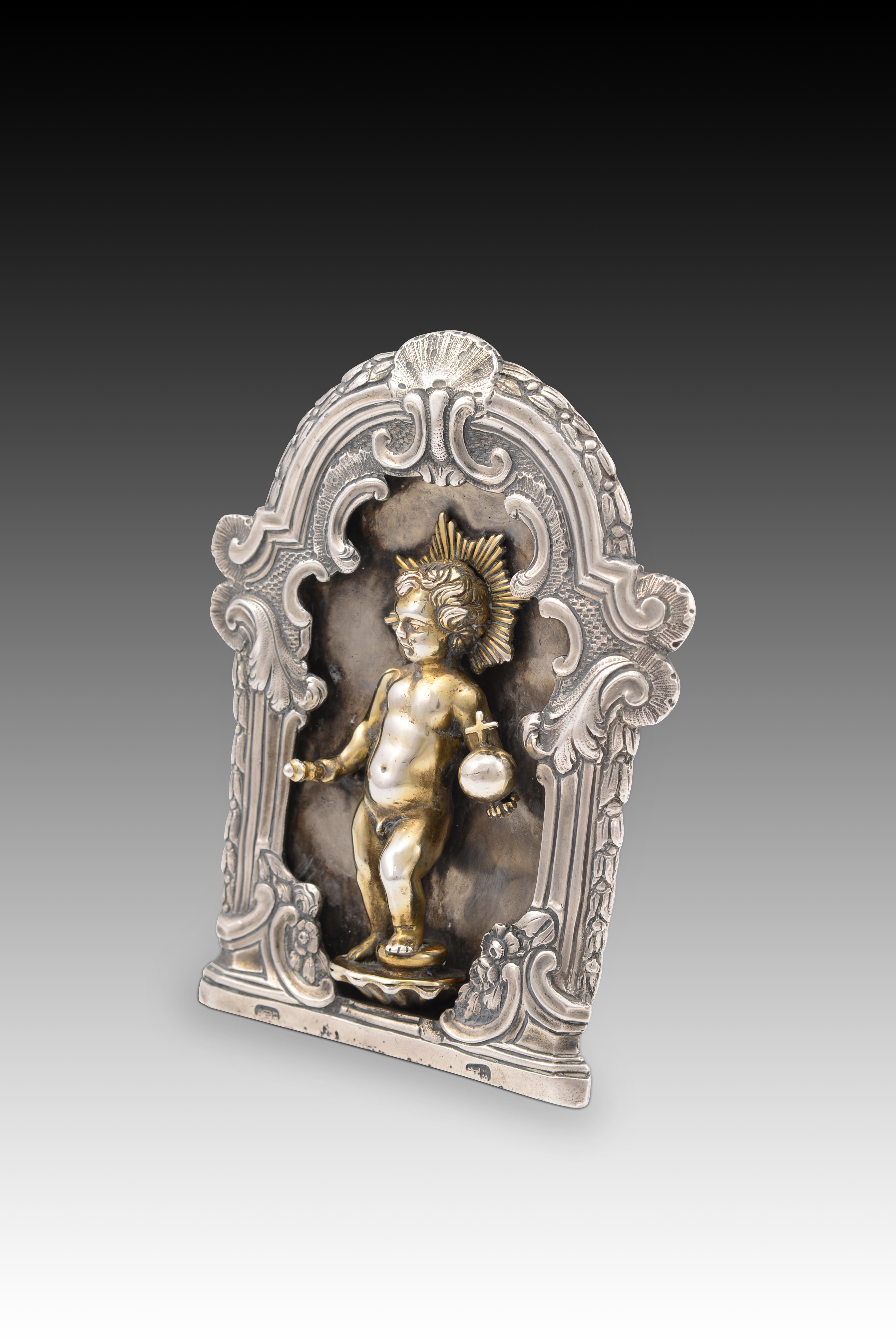 Silver Pax  with the Child Jesus as Salvator Mundi. Spain, 18th century.