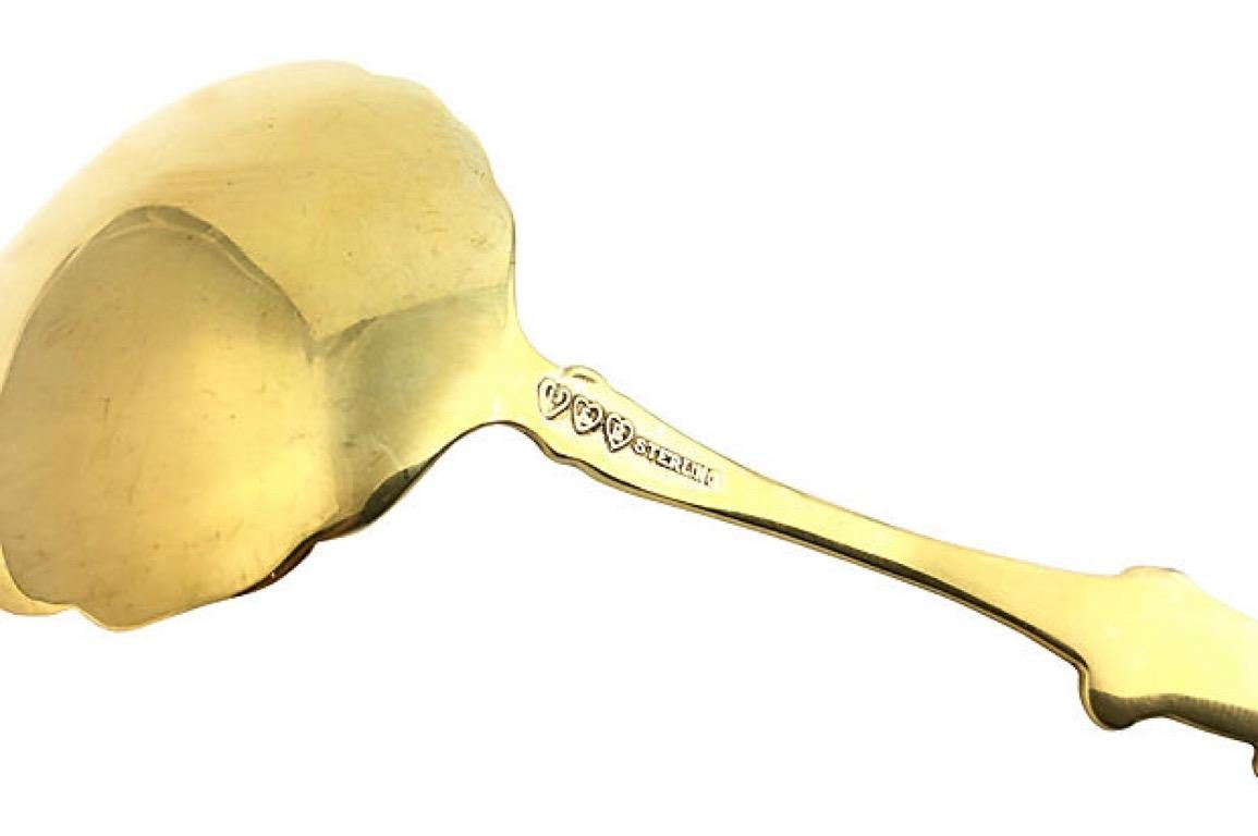 Paye and Baker Pansy Flower Gilt Sterling Silver Confection or Nut Spoon In Good Condition For Sale In Miami Beach, FL