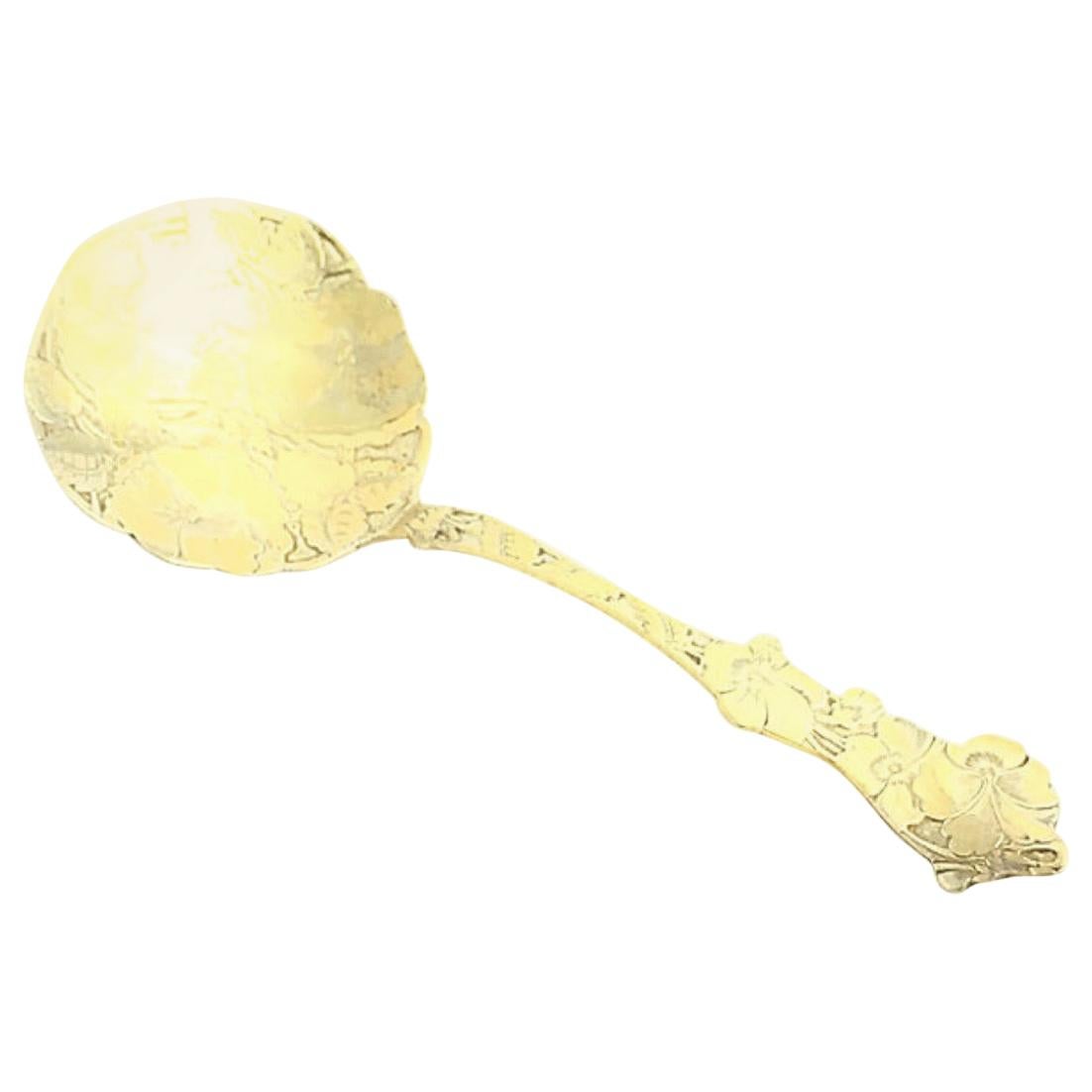 Paye and Baker Pansy Flower Gilt Sterling Silver Confection or Nut Spoon For Sale