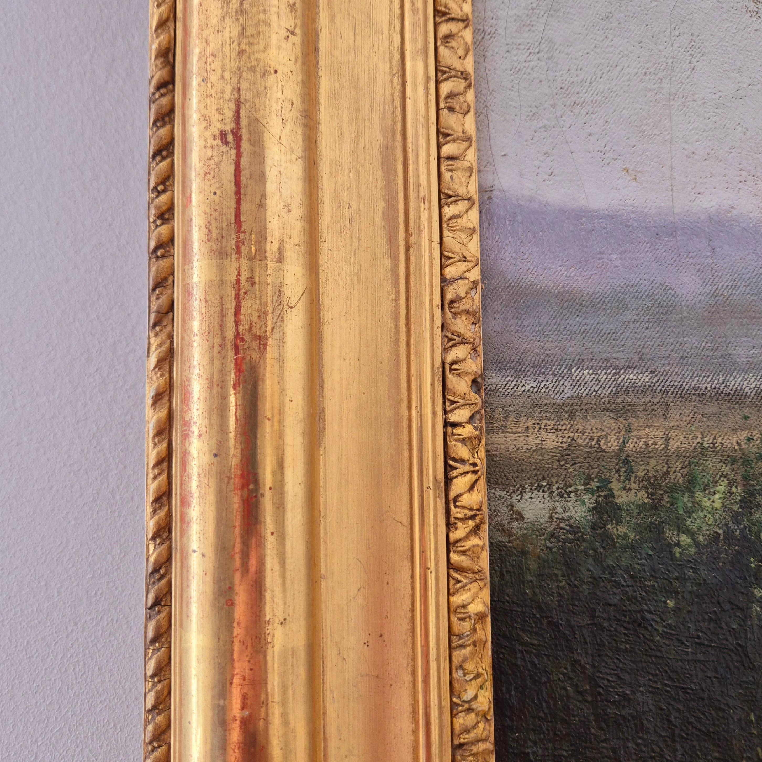 Paysage aux vaches, signé Eugène Capelle, huile sur toile, 1881, 19e siècle 4