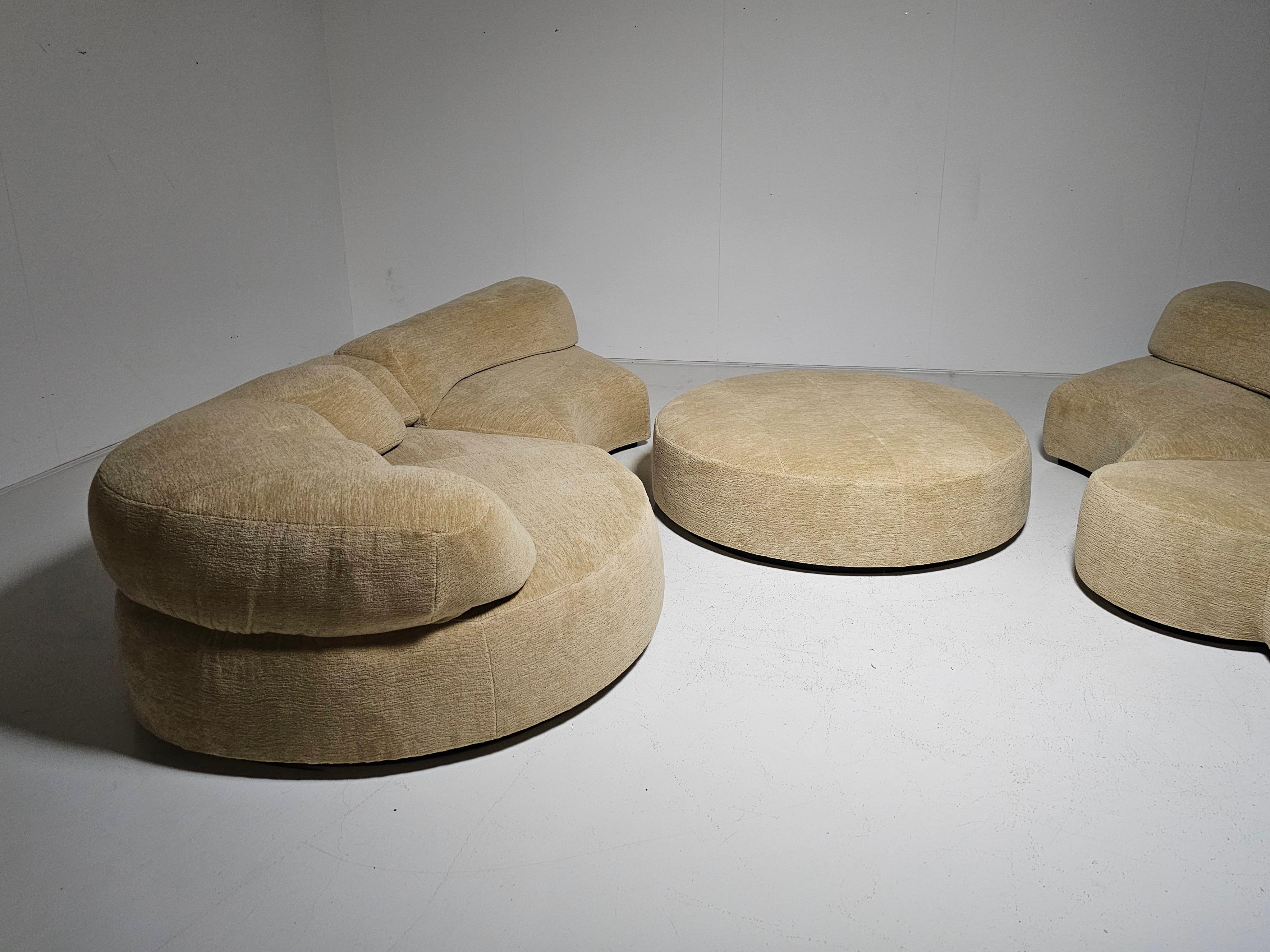 Divano modulare in ciniglia beige 'Paysage' di Hans Hopfer per Roche Bobois, anni '70 in vendita 3