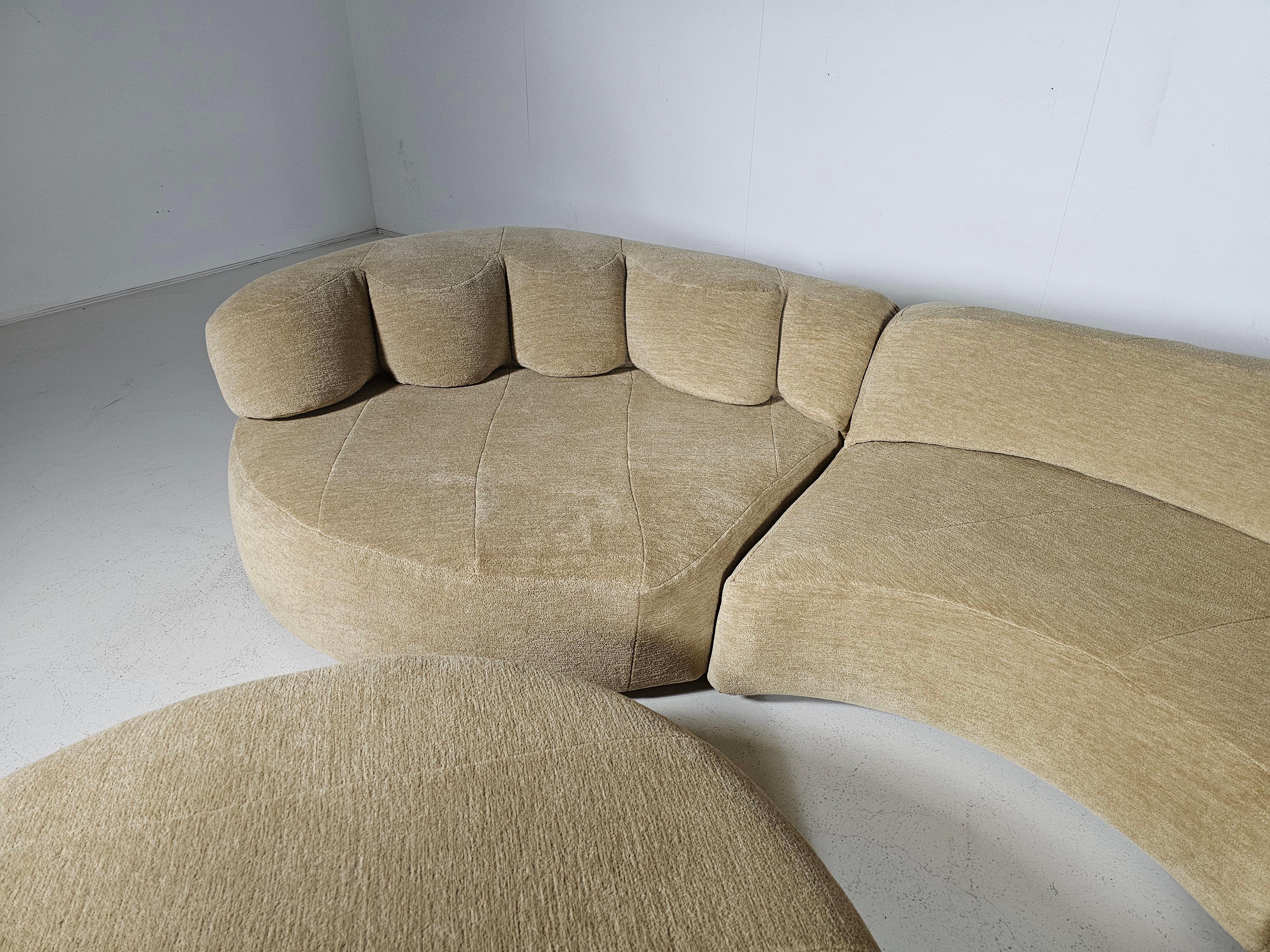 Divano modulare in ciniglia beige 'Paysage' di Hans Hopfer per Roche Bobois, anni '70 In condizioni buone in vendita a amstelveen, NL