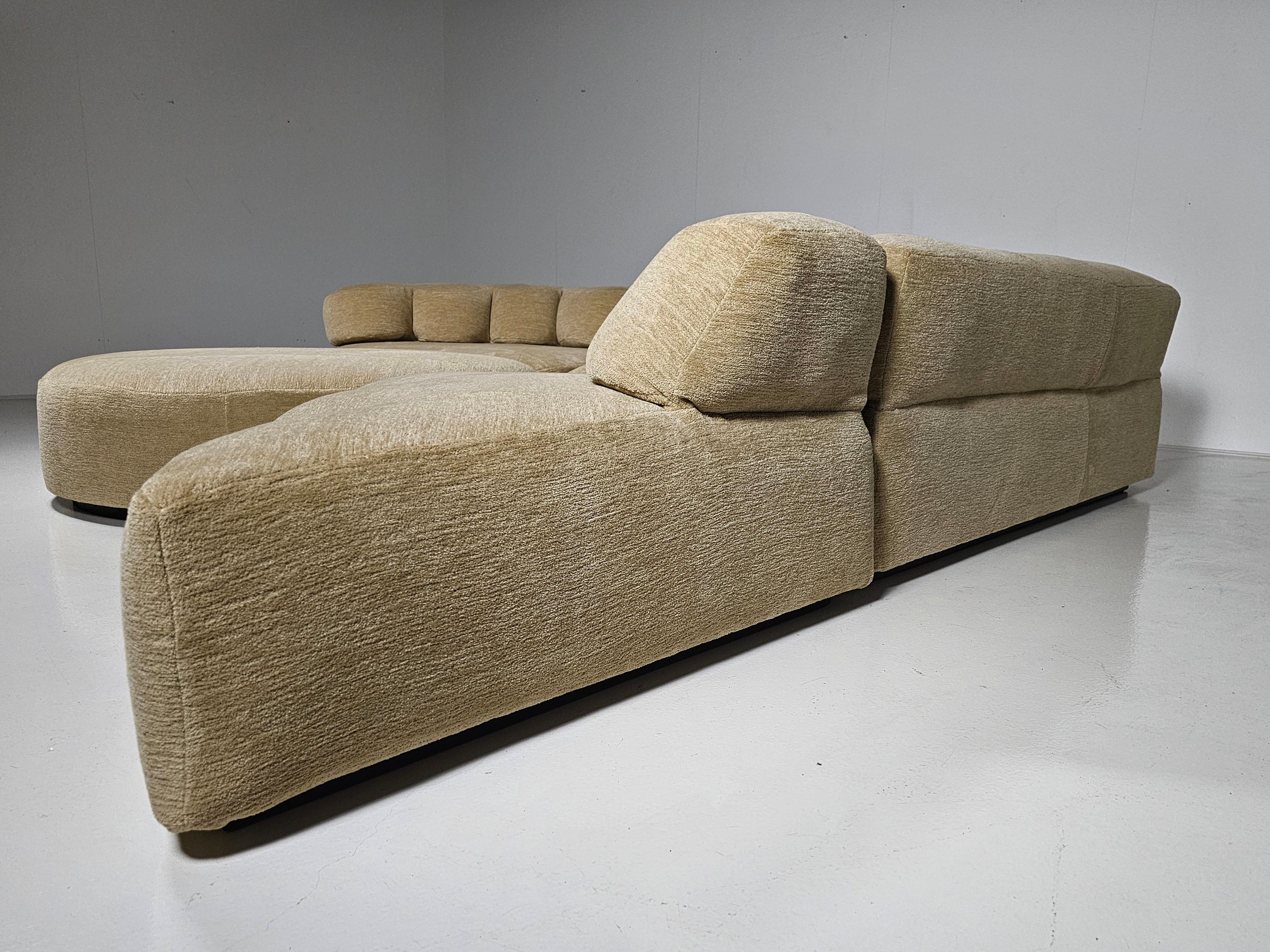 Ciniglia Divano modulare in ciniglia beige 'Paysage' di Hans Hopfer per Roche Bobois, anni '70 in vendita