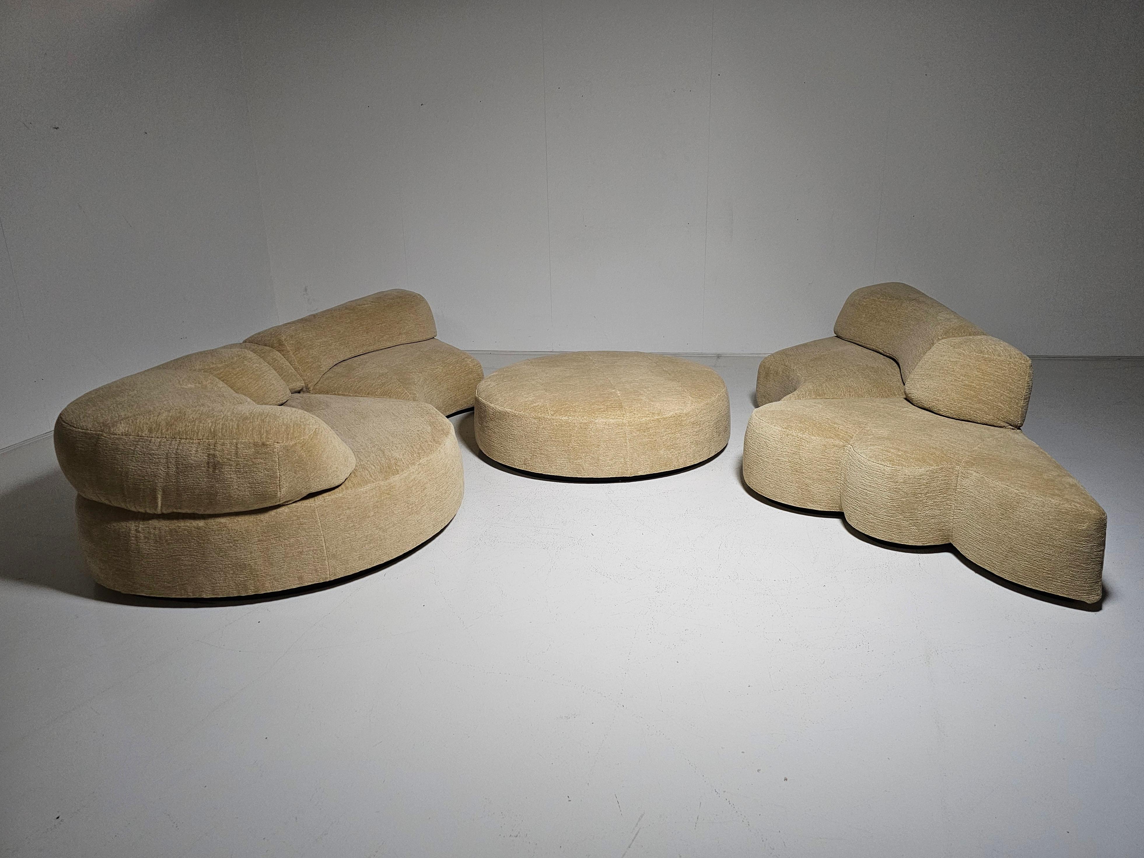 Divano modulare in ciniglia beige 'Paysage' di Hans Hopfer per Roche Bobois, anni '70 in vendita 2
