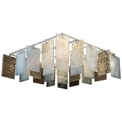 Paysage Contemporary Hand Cast Murano Glass Opaline and Crystal Chandelier