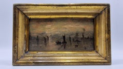 Dipinto espressionista di paesaggio marino, primi del XX secolo, non firmato