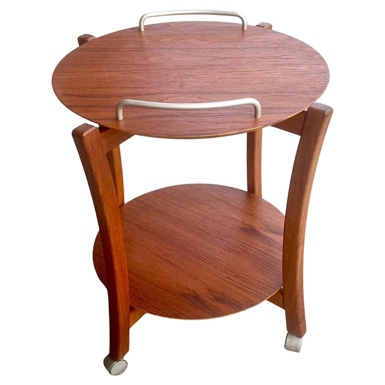 Chariot De Bar Danois Vintage – Teck – Milieu Du Siècle – 2 Tablettes
