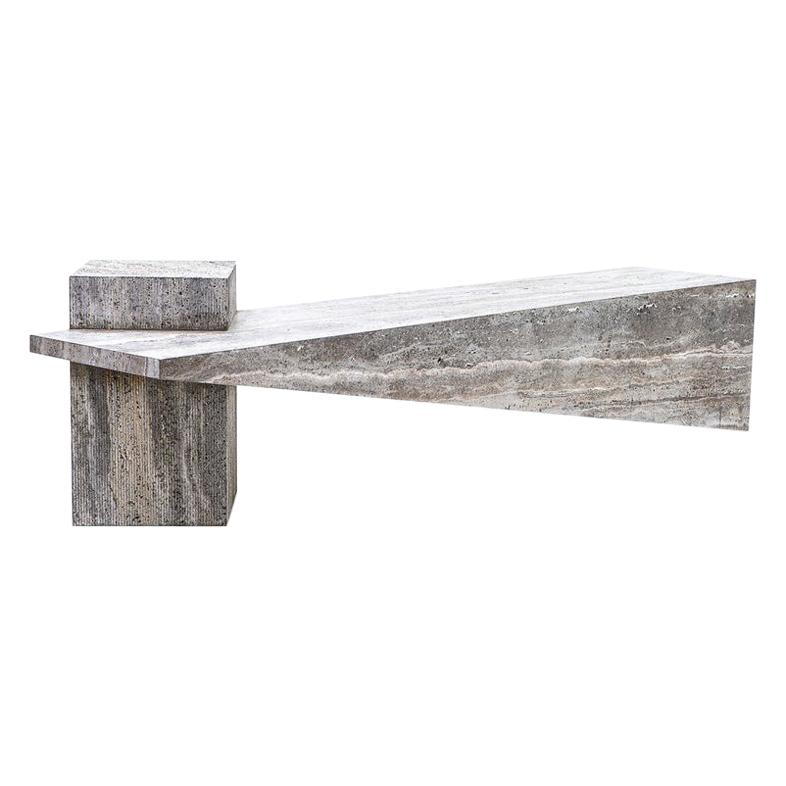 "P.dr " Bench in Grey Marble by Andrea Macruz, Brazilian Contemporary Design