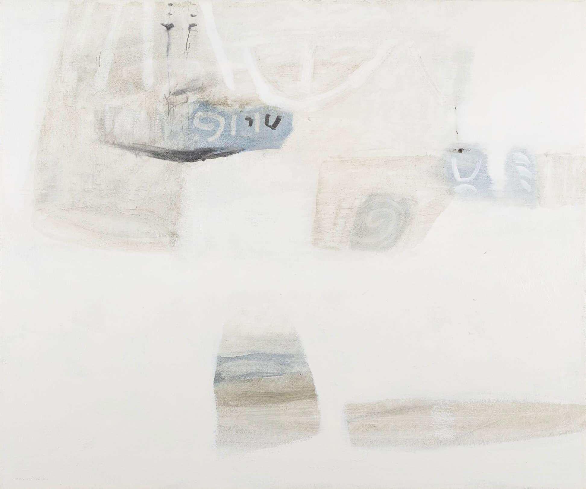The Edge of Myths, 2006 - Zeitgenössisches blassgraues Öl auf Leinwand Abstraktes Gemälde