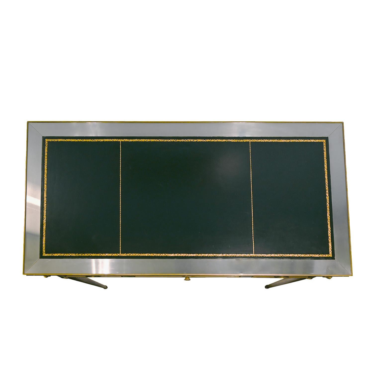 Hand-Crafted P.E. Guerin Artisan Desk in Stainless Steel with Brass Accents C. 1950, 'Signed'