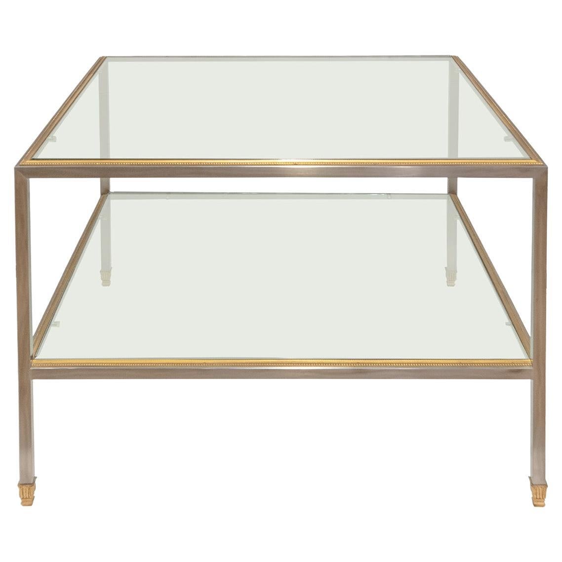 P.E. Guerin Exquisitely Crafted "Steel and Burnished Brass Dore Table" 1982 For Sale
