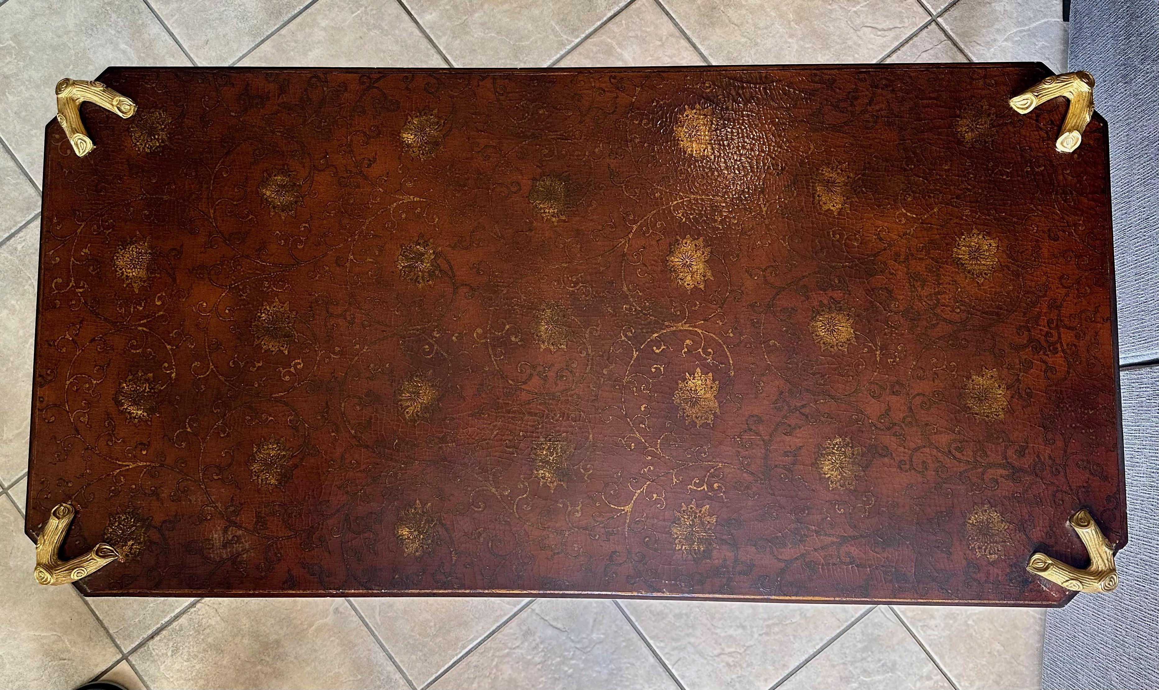 P.E. Guerin Faux Bois Gilt Bronze Chinoiserie Cocktail Table For Sale 9