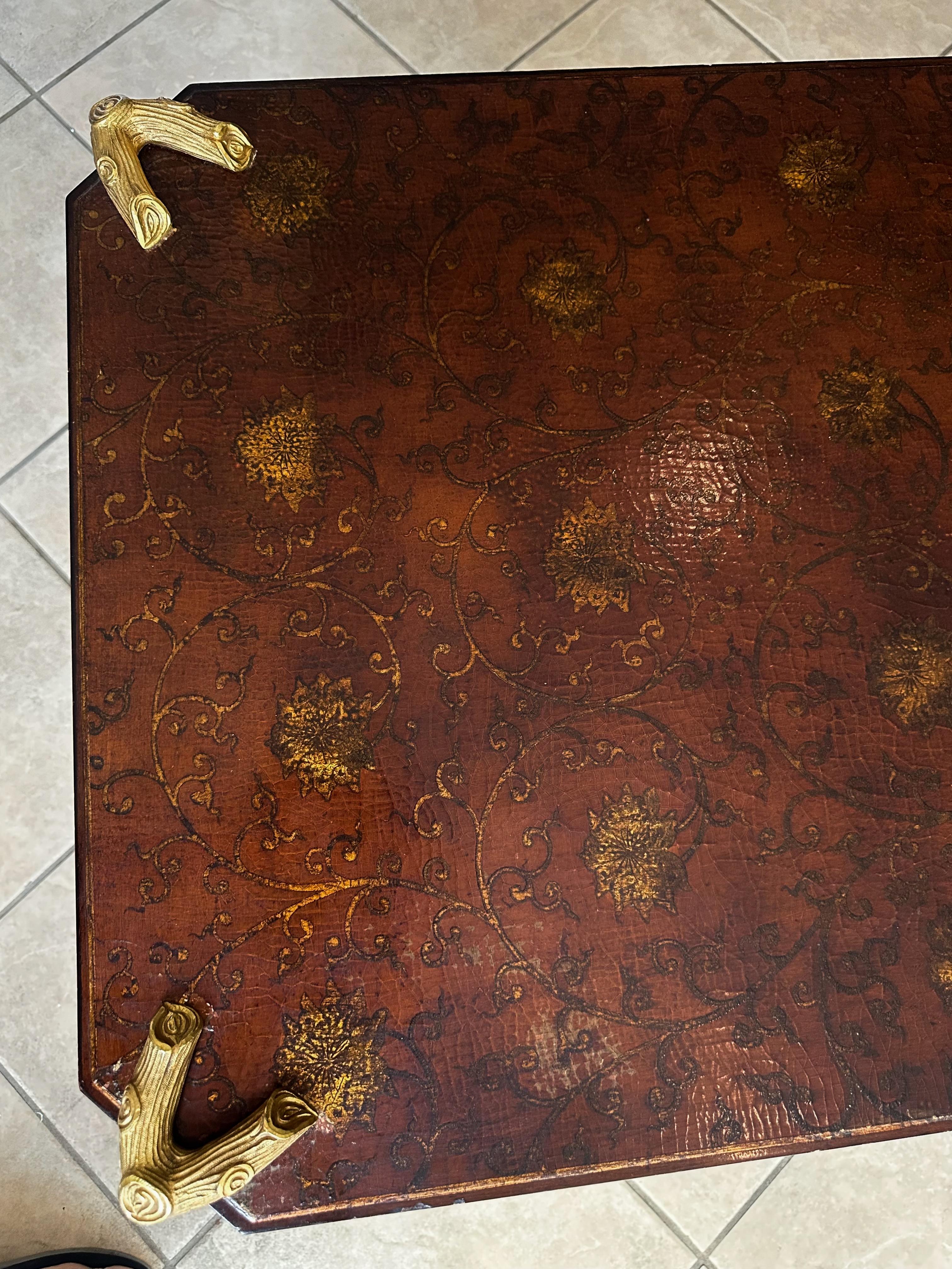 P.E. Guerin Faux Bois Gilt Bronze Chinoiserie Cocktail Table For Sale 11