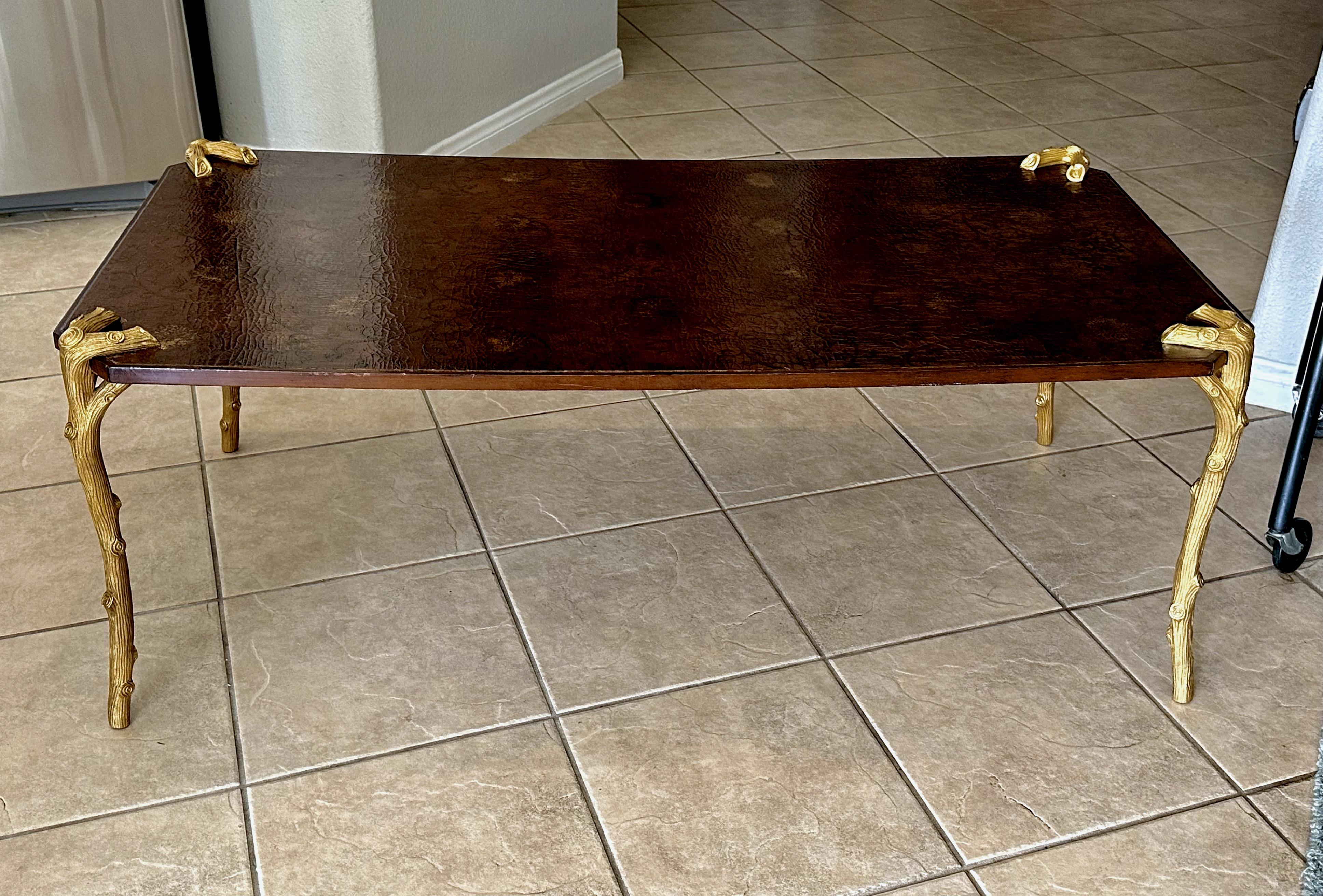 P.E. Guerin Faux Bois Gilt Bronze Chinoiserie Cocktail Table For Sale 13