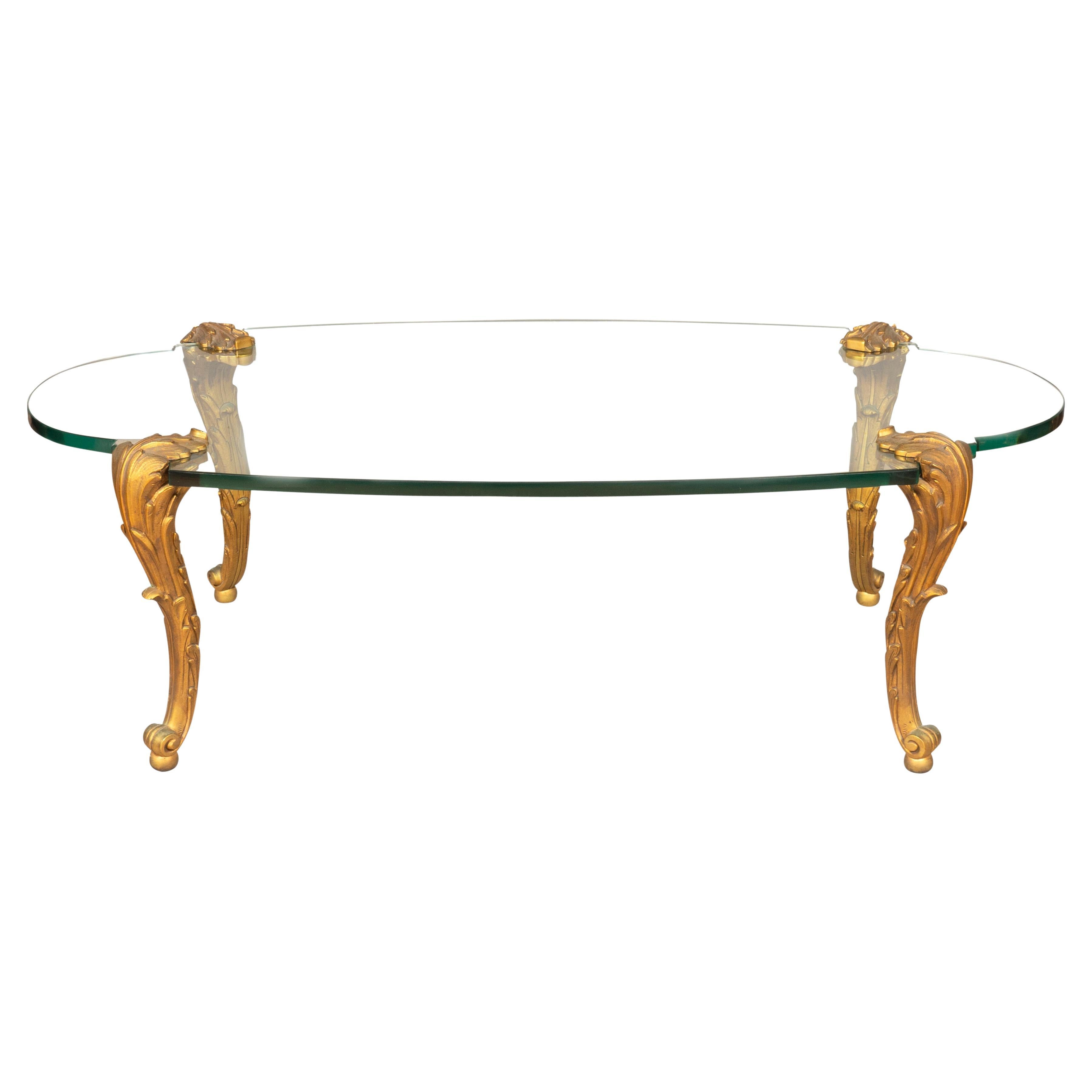 P.E Guerin Gilt Bronze and Glass Coffee Table