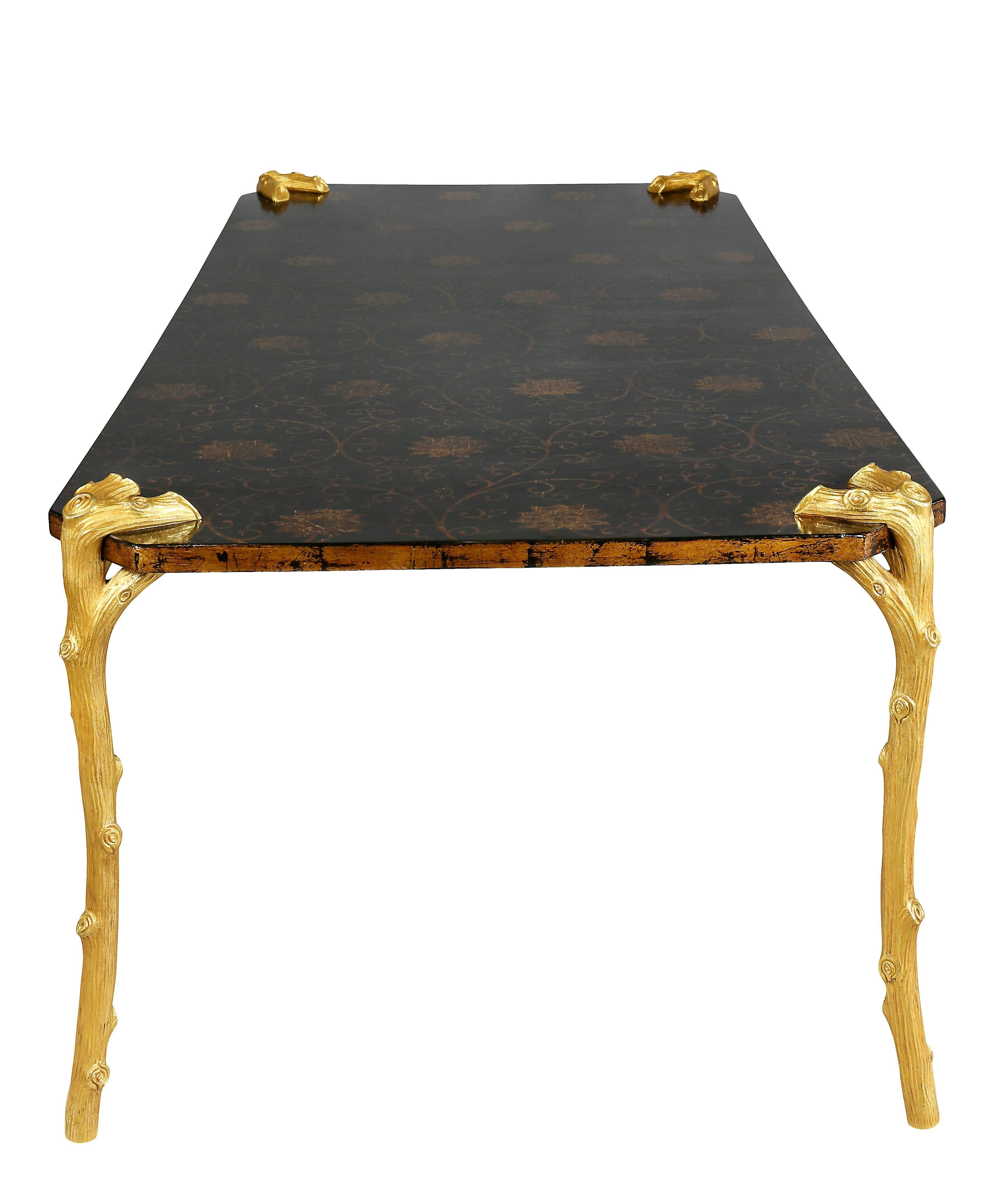 P. E. Guerin Gilt Bronze and Lacquer Coffee Table 1