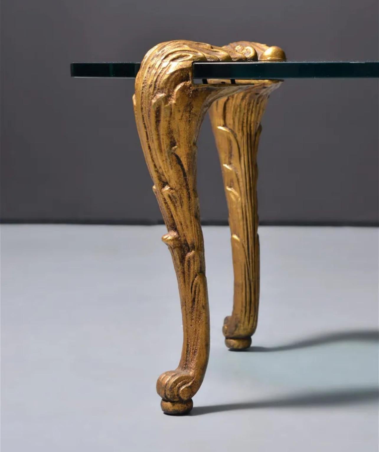 P.E. Guerin Stil Louis XV Blatt Cartouche Bronze Glas Kaffee Cocktail Tisch 1