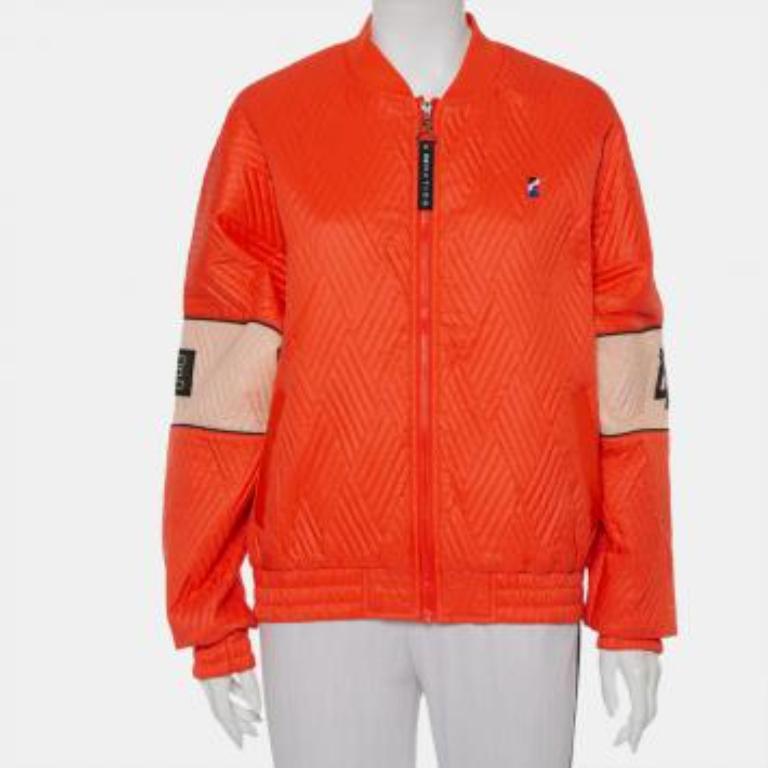 P.E. A. M. Giacca Bomber sintetica perforata arancione in vendita 3