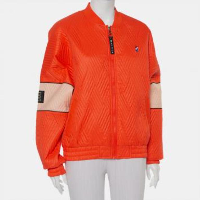 P.E. A. M. Giacca Bomber sintetica perforata arancione in vendita 4