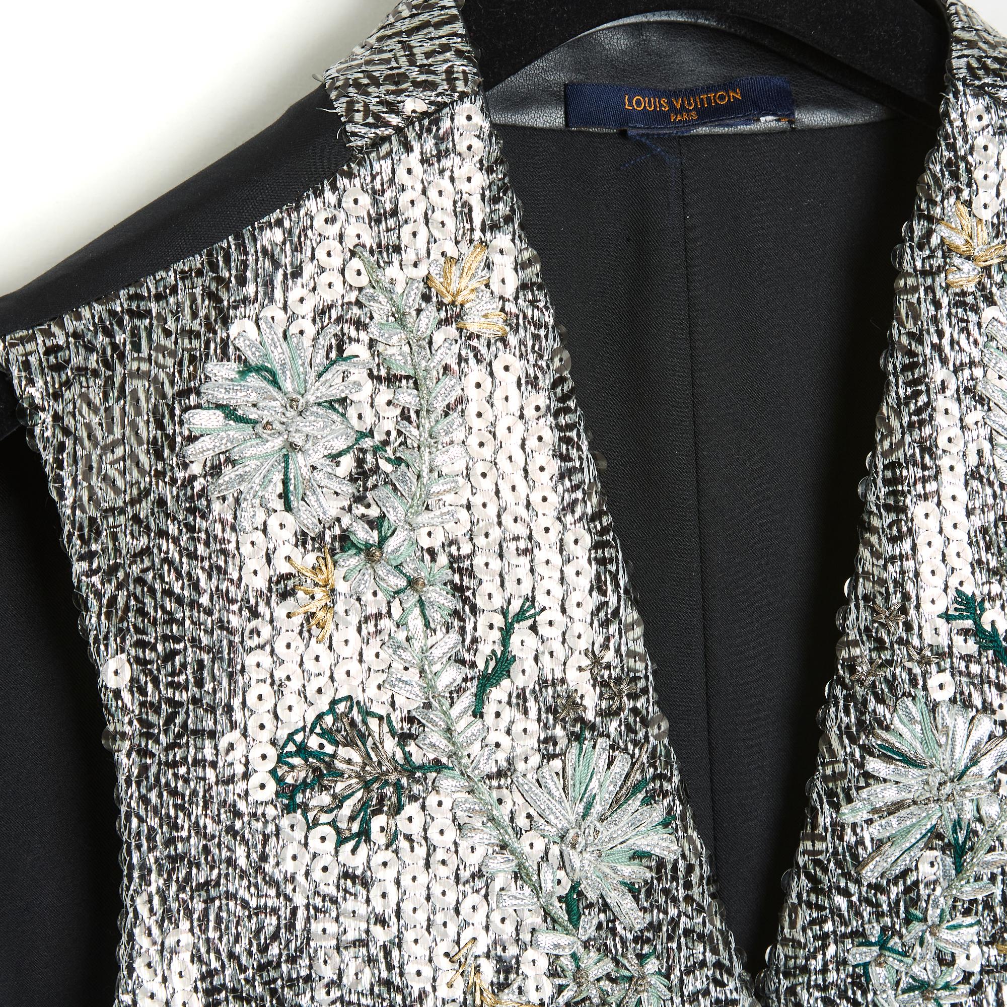 PE2016 Louis Vuitton Ghesquiere Veste FR38 Lentejuelas plateadas SS2018 Chaqueta US en venta 1
