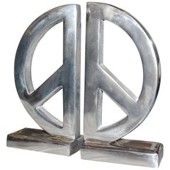 Peace and Love Set of Two Bookends in Aluminium
