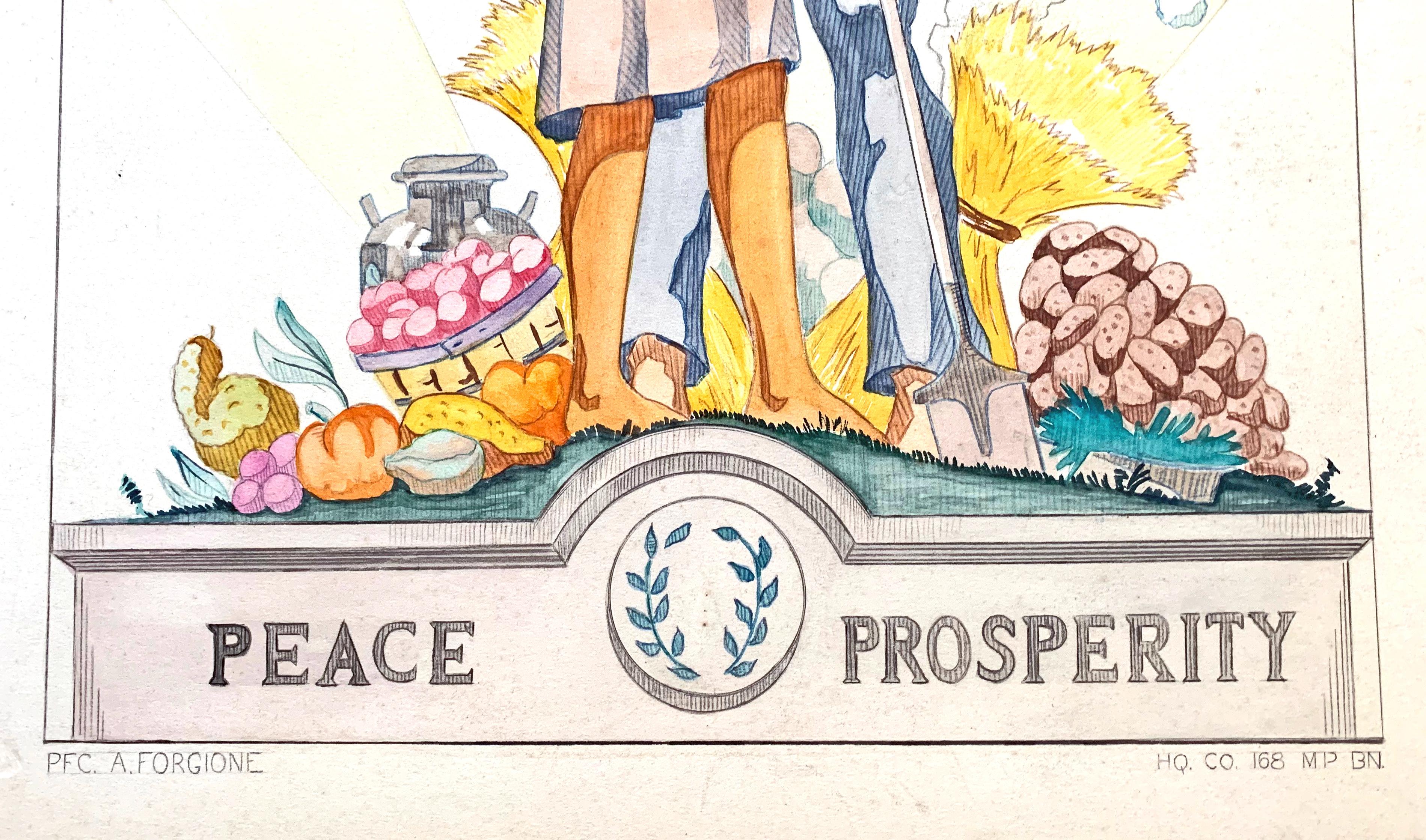 „Peace and Prosperity“, Art-Déco-Wanddesign für Fort Meade, Maryland (amerikanisch) im Angebot