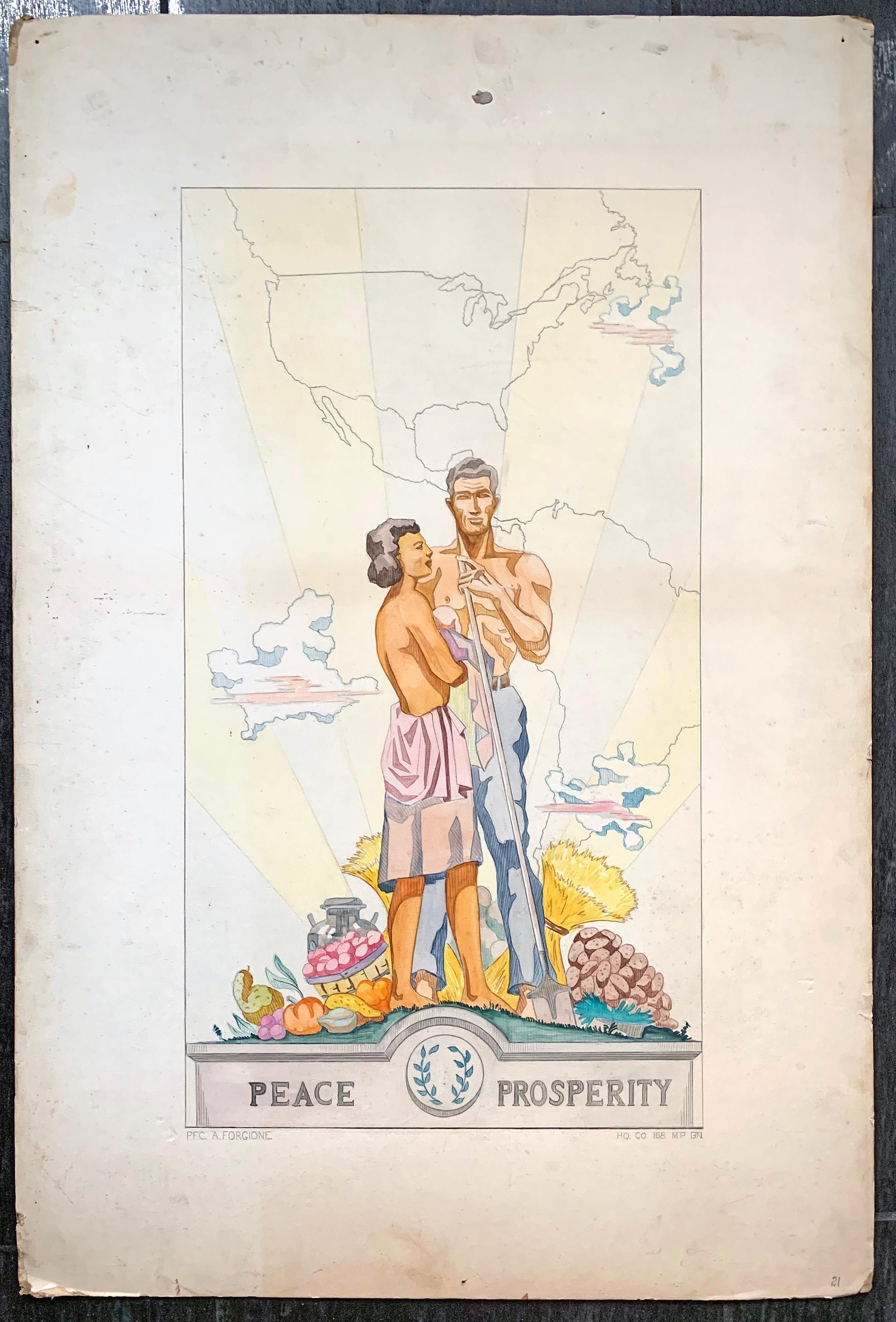 „Peace and Prosperity“, Art-Déco-Wanddesign für Fort Meade, Maryland im Zustand „Gut“ im Angebot in Philadelphia, PA