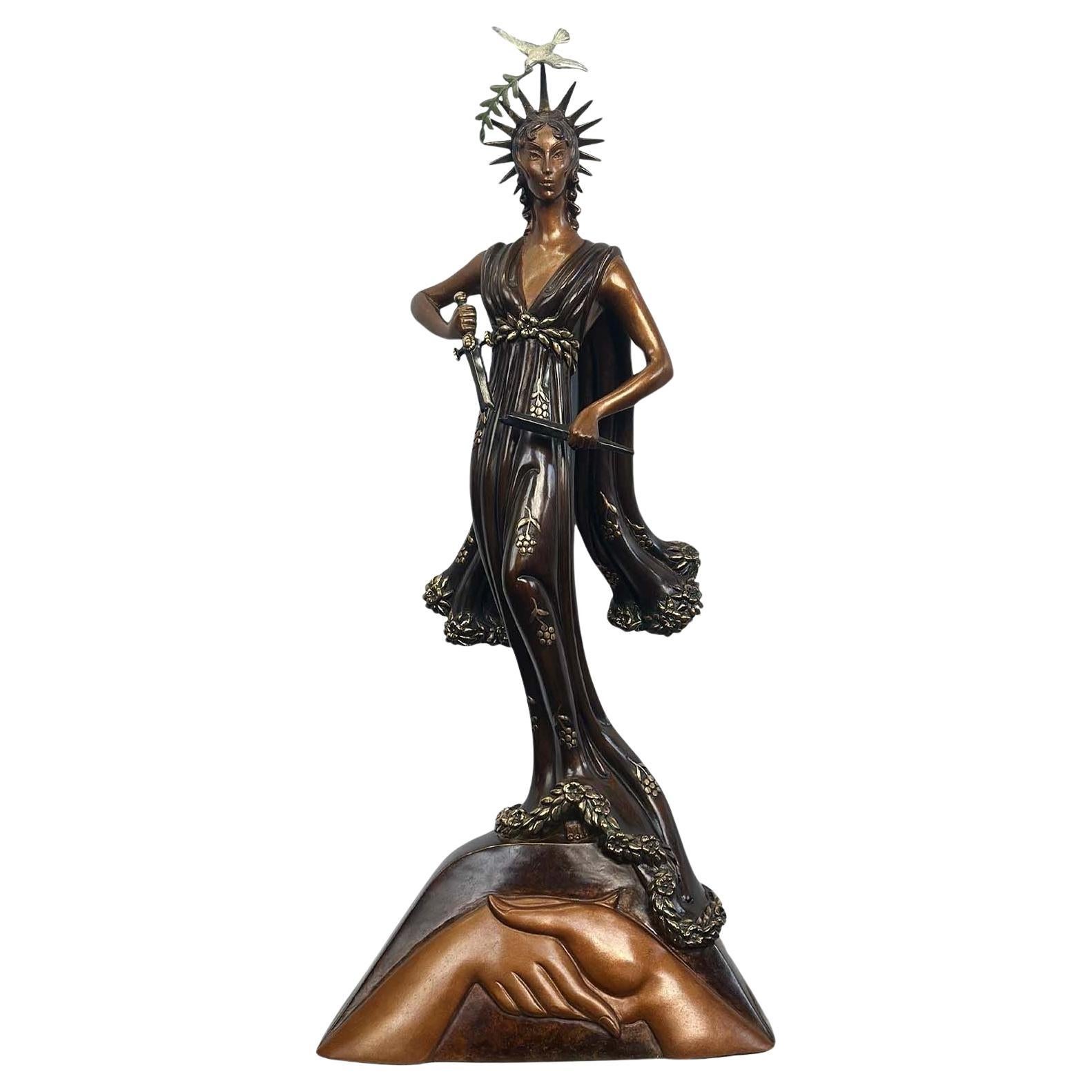 Sculpture en bronze "Paix" d'Erté, 1984 en vente