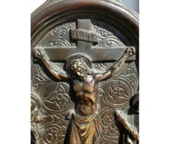 Peace Depicting the Crucifixion in Dark Patina Bronze 18th Century