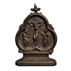Peace Depicting the Crucifixion in Dark Patina Bronze 18th Century