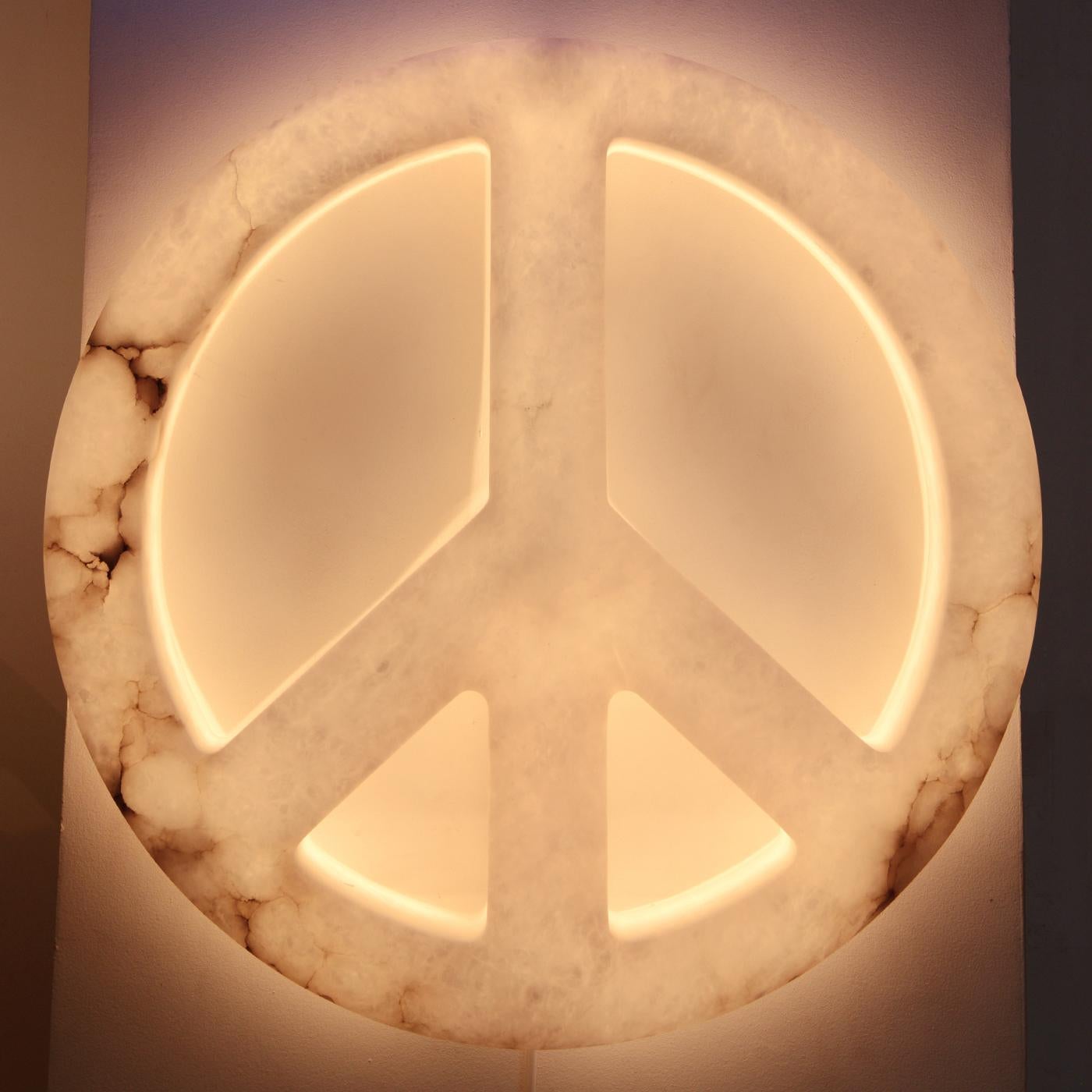Italian Peace & Love Alabaster Wall Lamp For Sale