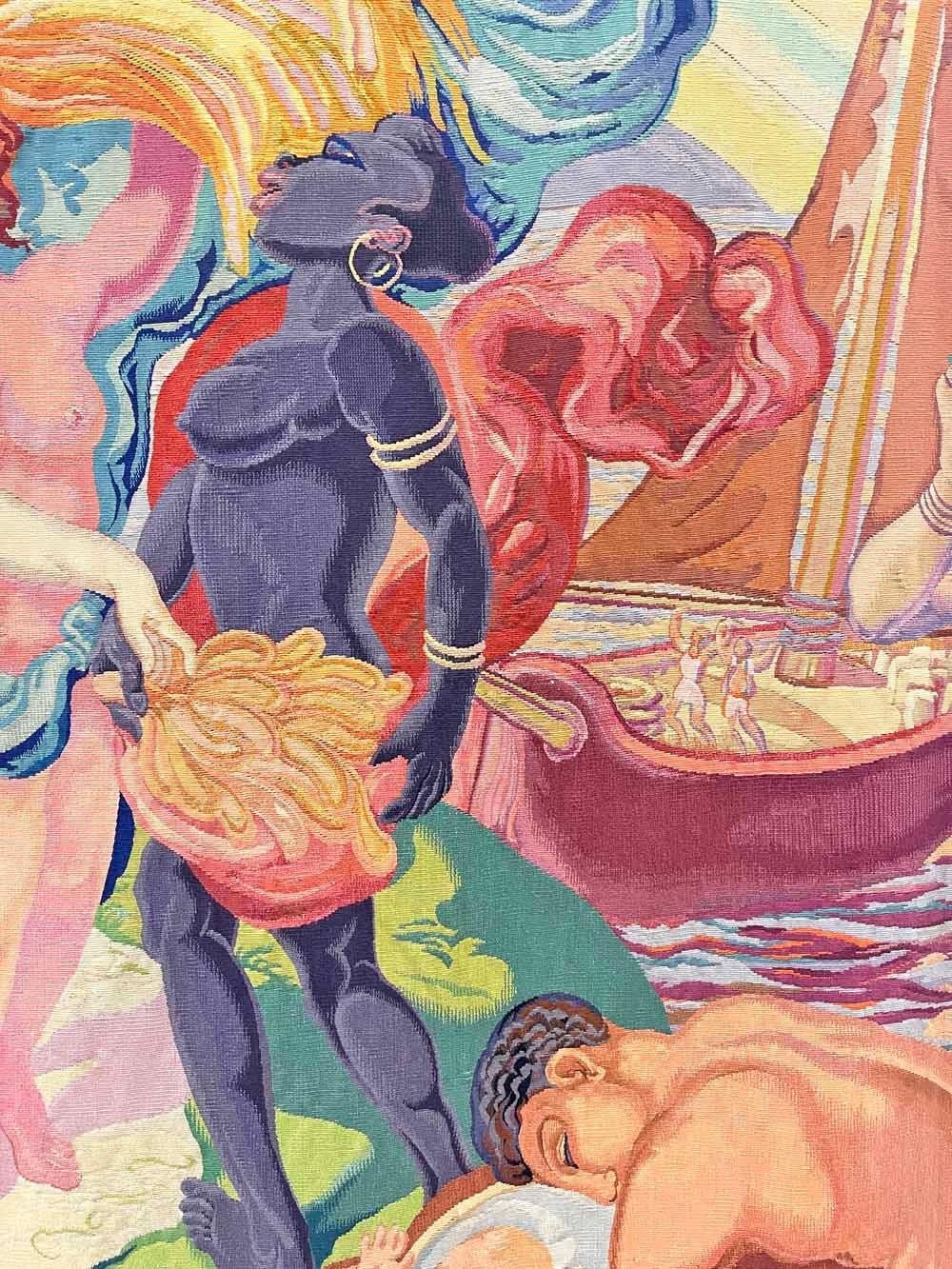 Monumentaler Art-Déco-Wandteppich „Peace“ mit Göttin der Fülle und Aktdarstellung, 1945 (Französisch) im Angebot