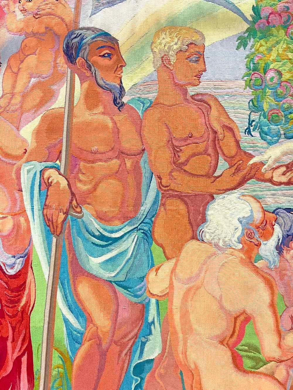 Monumentaler Art-Déco-Wandteppich „Peace“ mit Göttin der Fülle und Aktdarstellung, 1945 (Gewebt) im Angebot