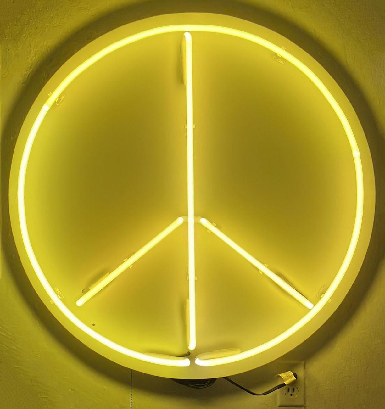 Minimalist PEACE sign. Wall Neon sculpture