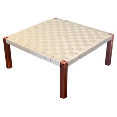Peach Aluminium Ottoman with Flax Webbing from Anodised Wicker Collection