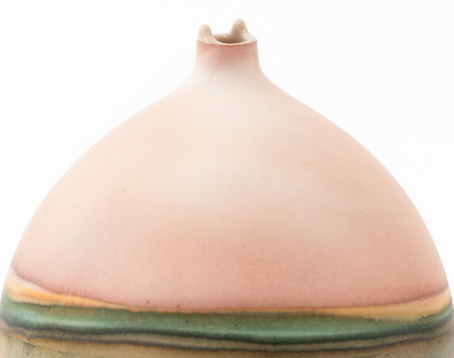 Post-Modern Peach and Prussian Pluto Vase by Elyse Graham For Sale