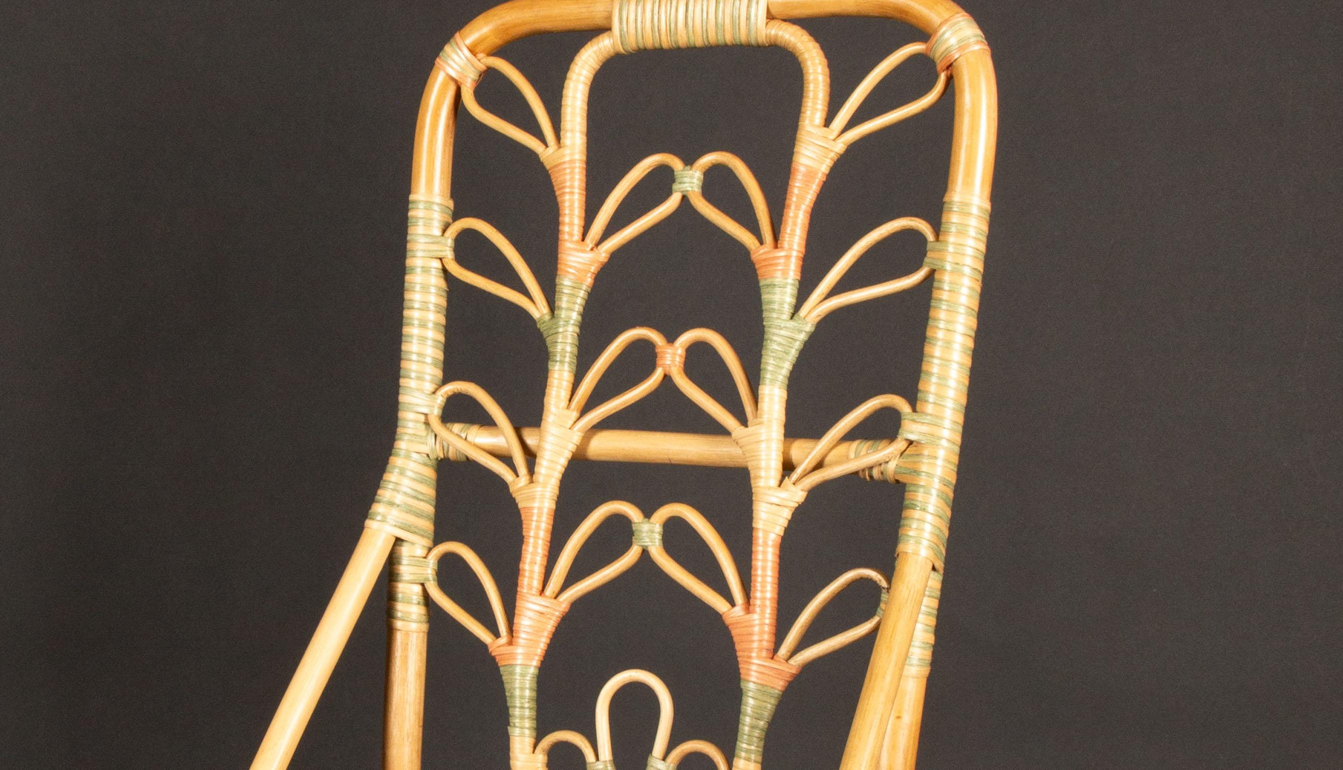 Peach and Sage Daisy Rattan Chair by Creel and Gow 2