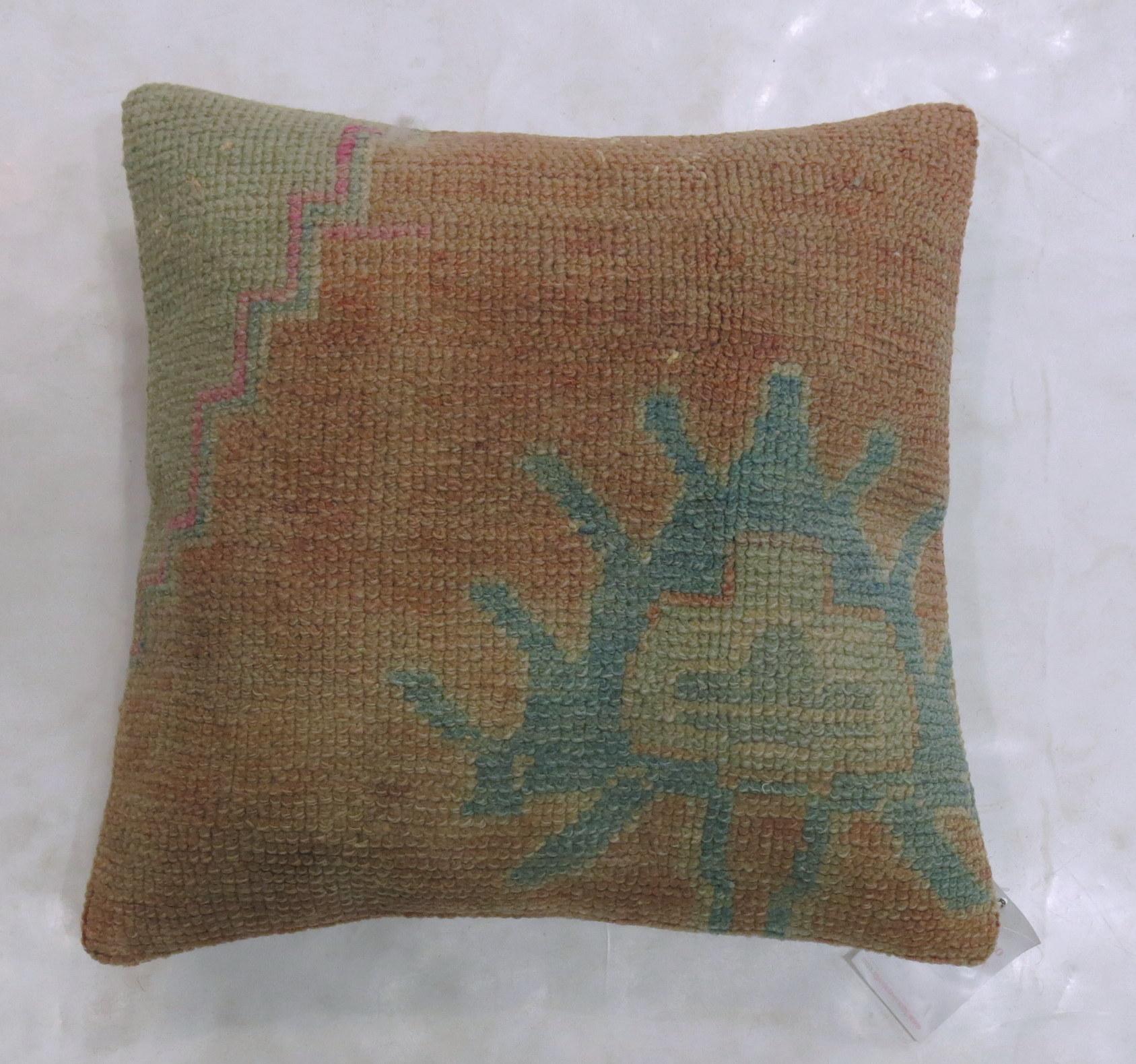 Bohemian Peach and Teal Turkish Rug Pillow