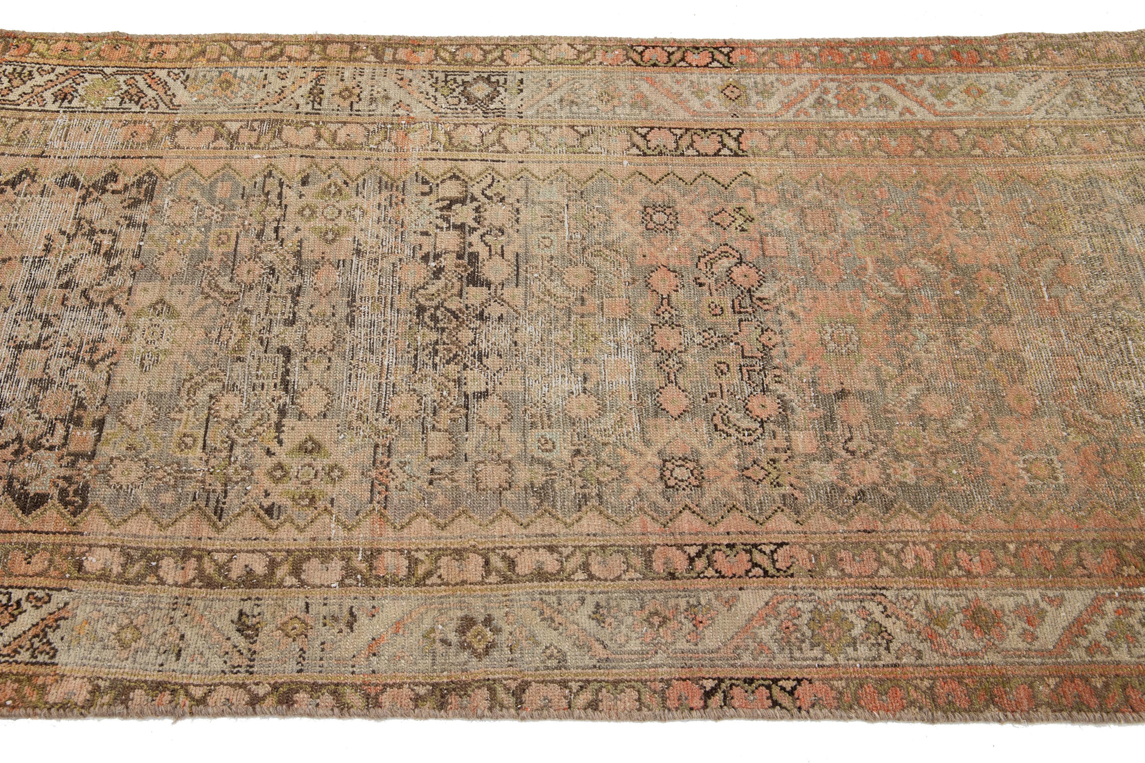 Peach Antique Malayer Wool Runner Handmade With Allover Pattern 3