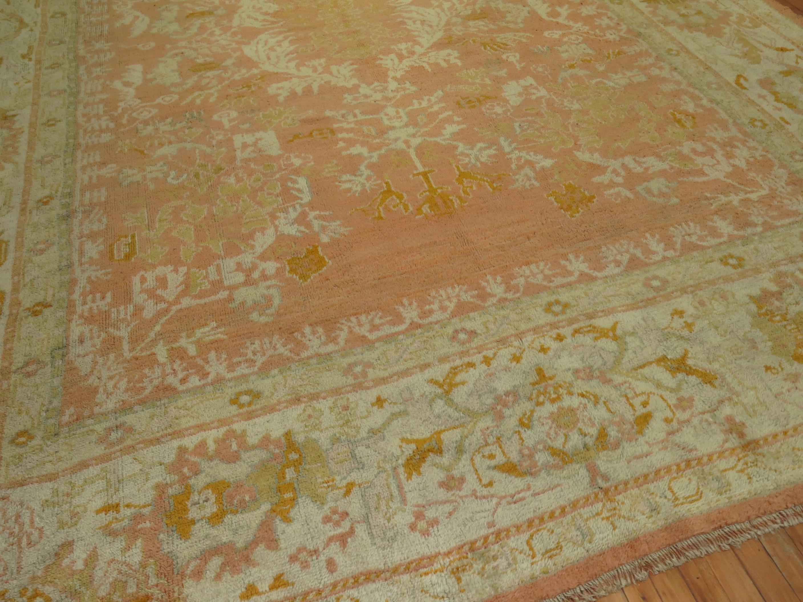 Peach Antique Turkish Oushak Carpet 5