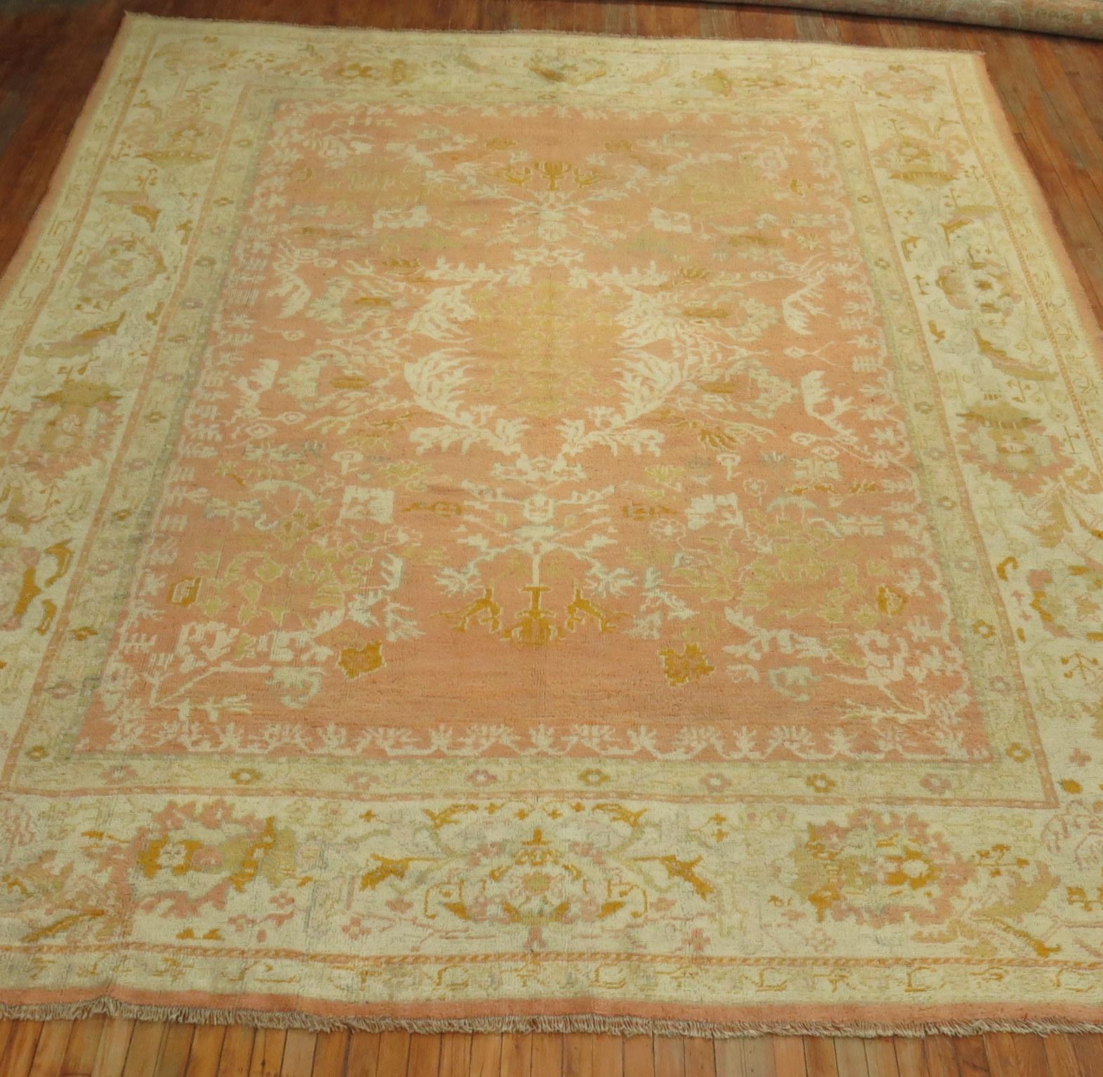 Peach Antique Turkish Oushak Carpet 6