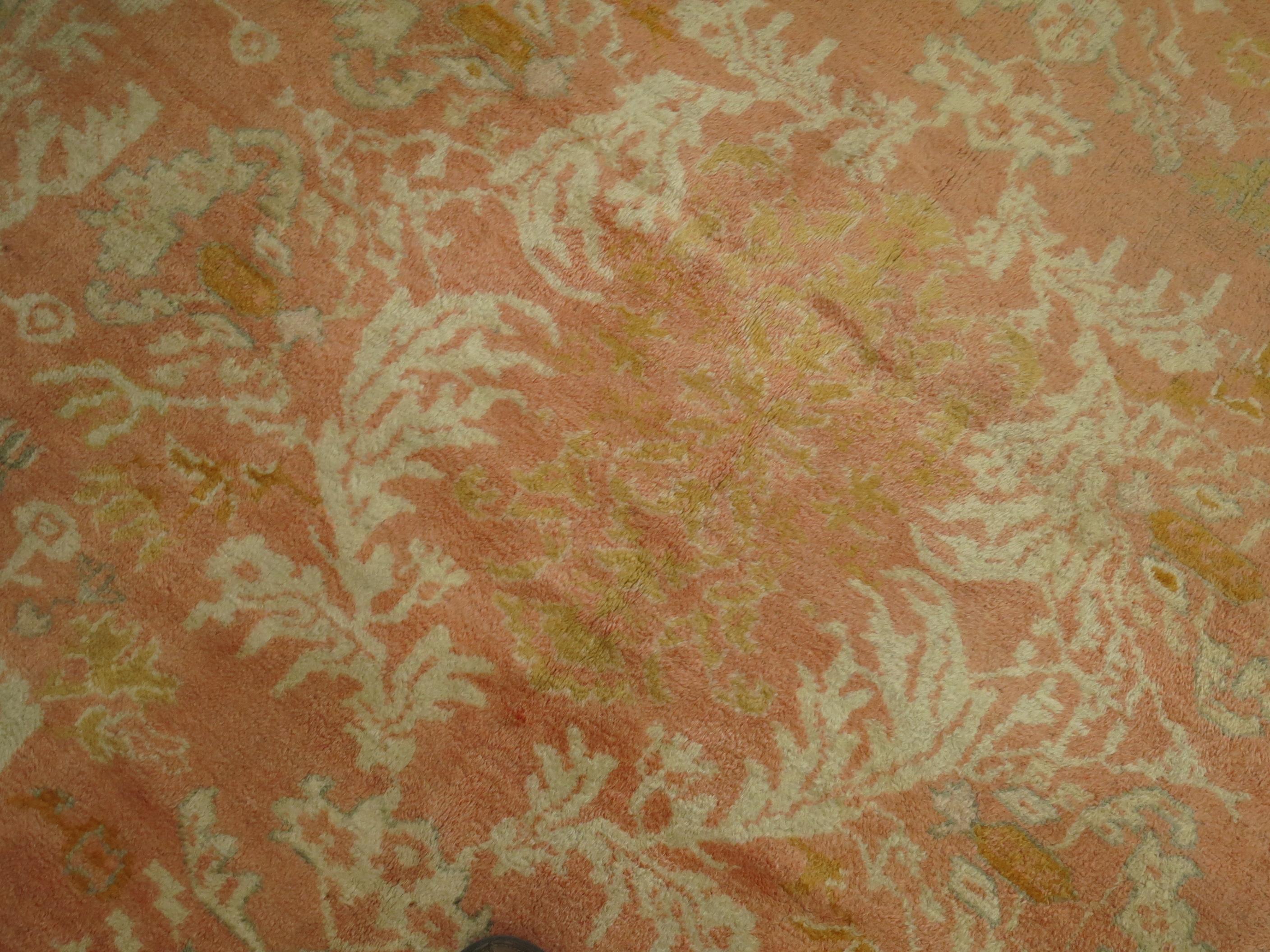 20th Century Peach Antique Turkish Oushak Carpet