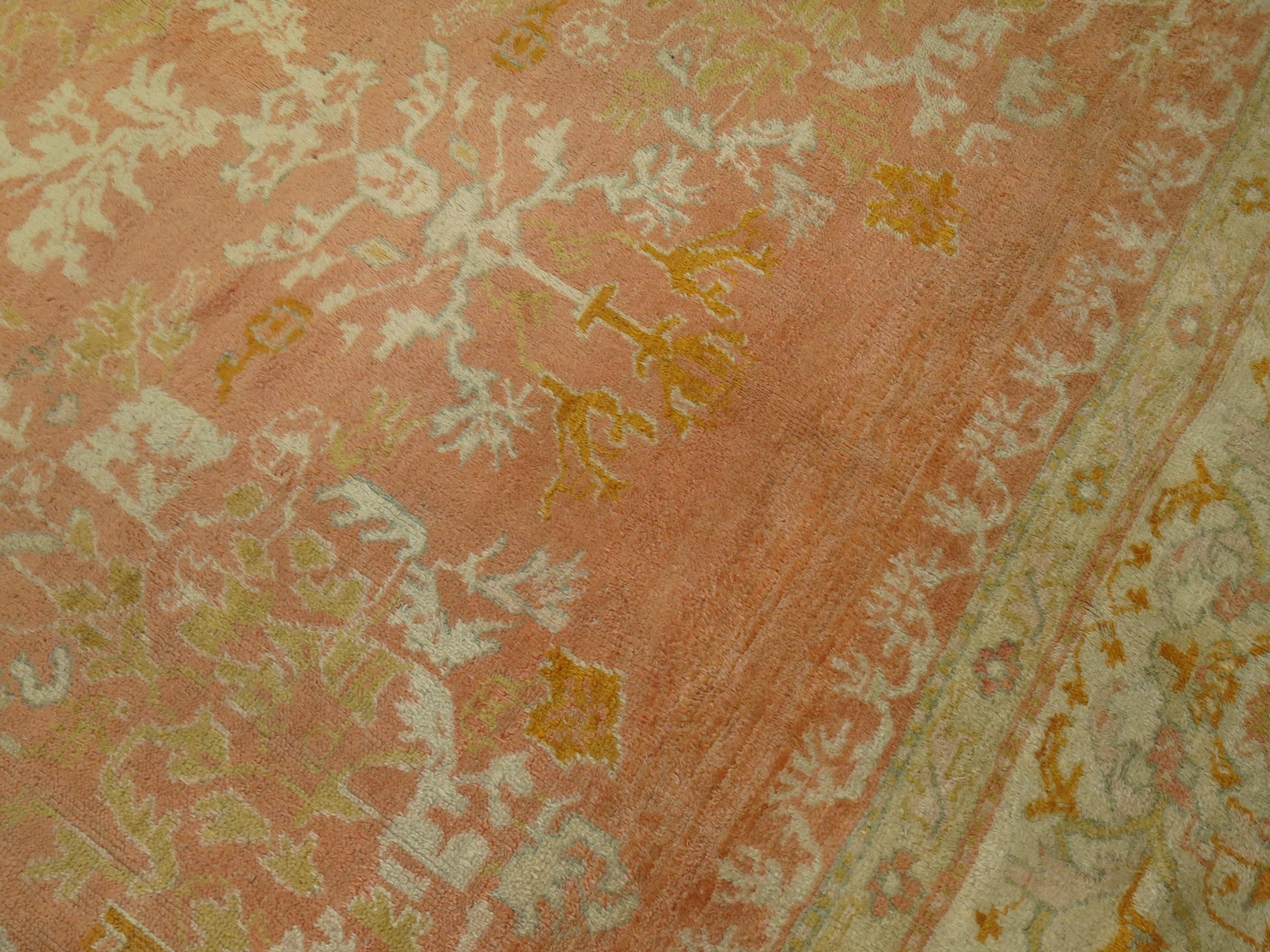 Peach Antique Turkish Oushak Carpet 1