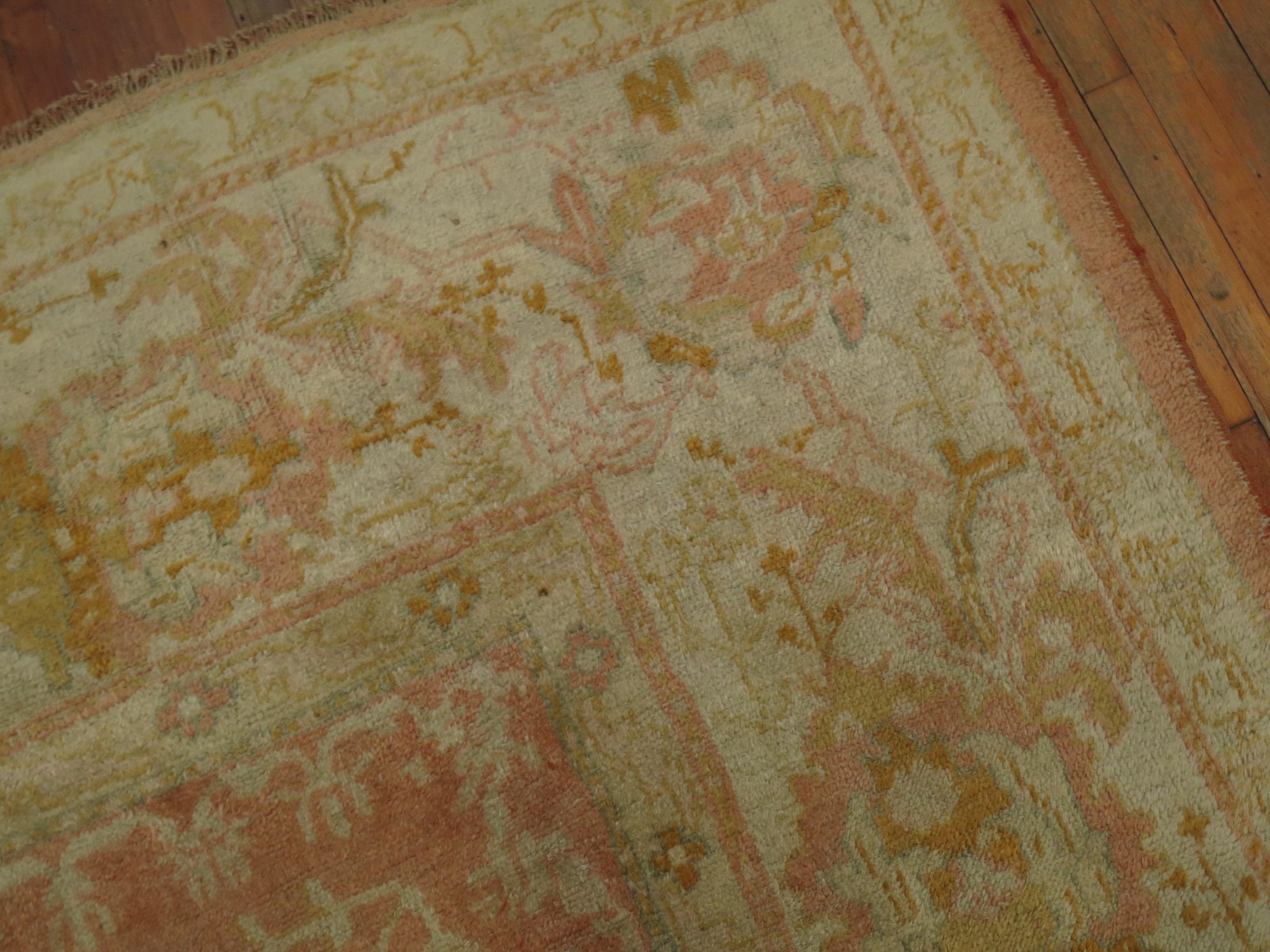 Peach Antique Turkish Oushak Carpet 2