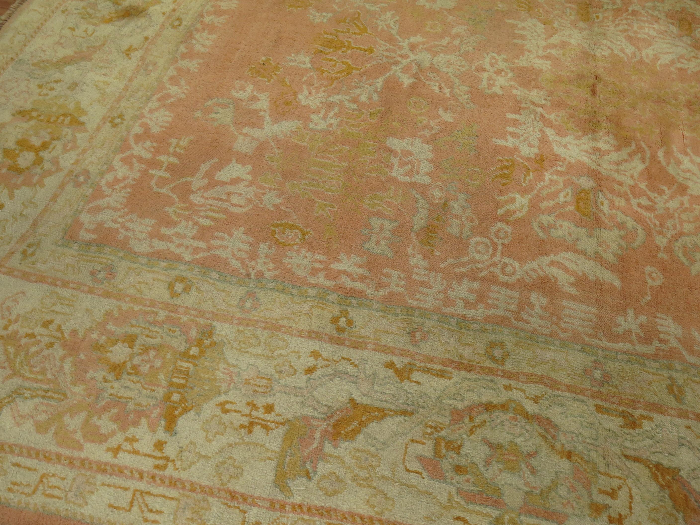 Peach Antique Turkish Oushak Carpet 3