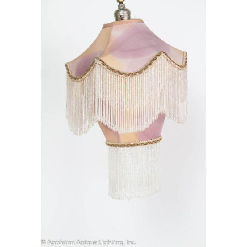 Peach Art Deco Bridge Lamp with Custom Silk Shade 2