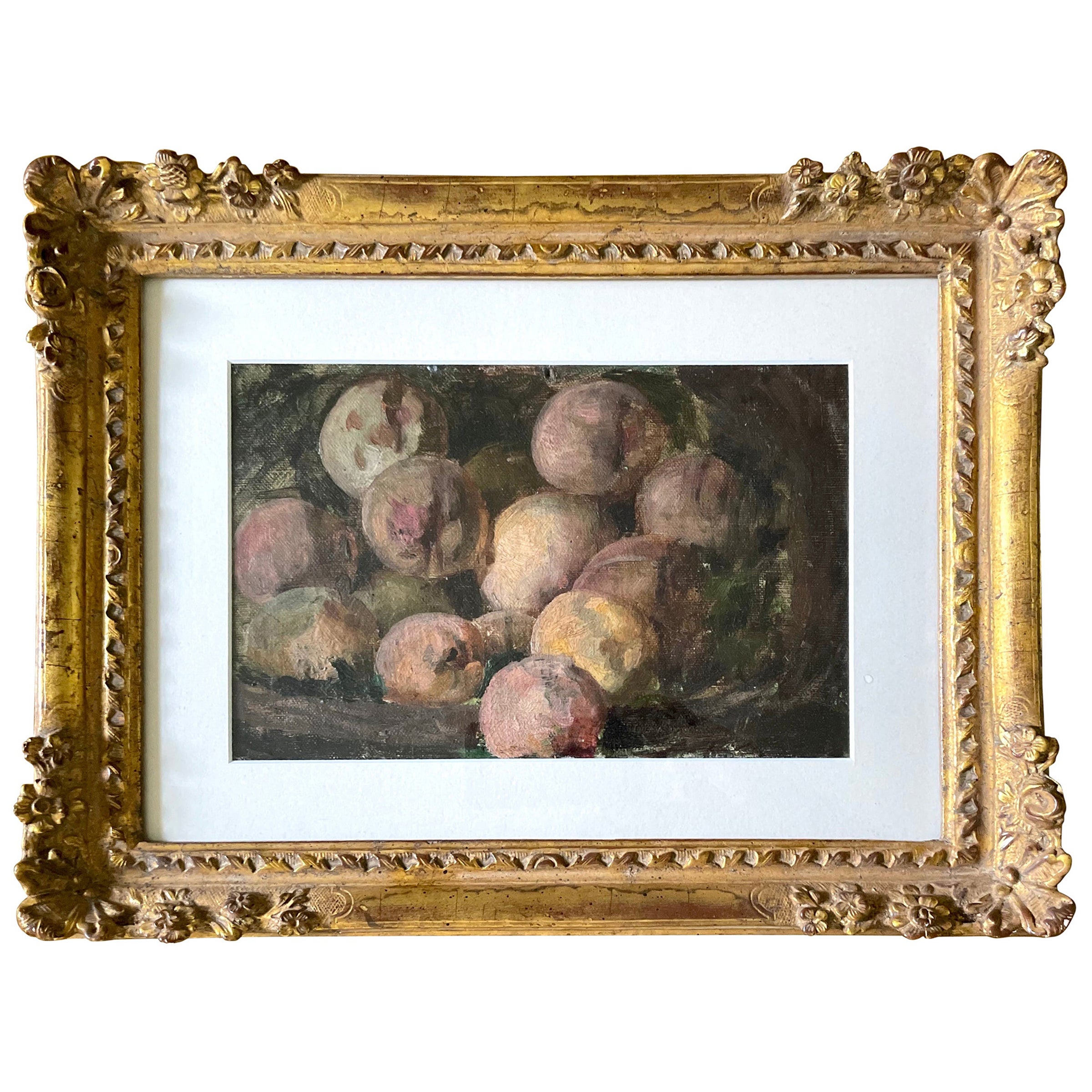 Pfirsichfarbenes Korbgemälde im Angebot