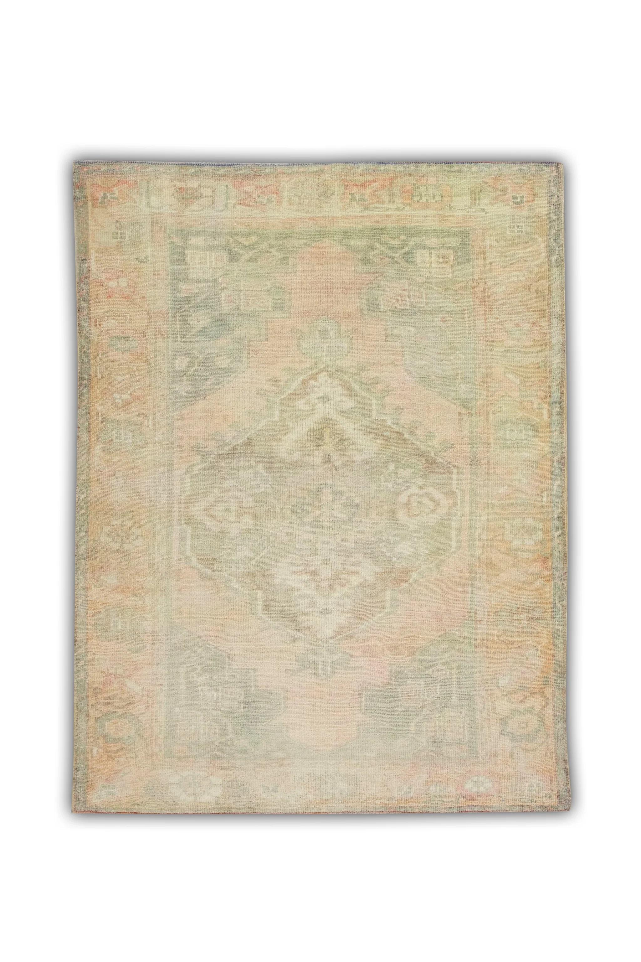 Türkischer Vintage-Teppich in Pfirsich & Beige 4'1