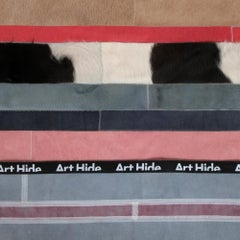 Peach, Black & White Stripes Nueva Raya Customizable Cowhide Runner Medium