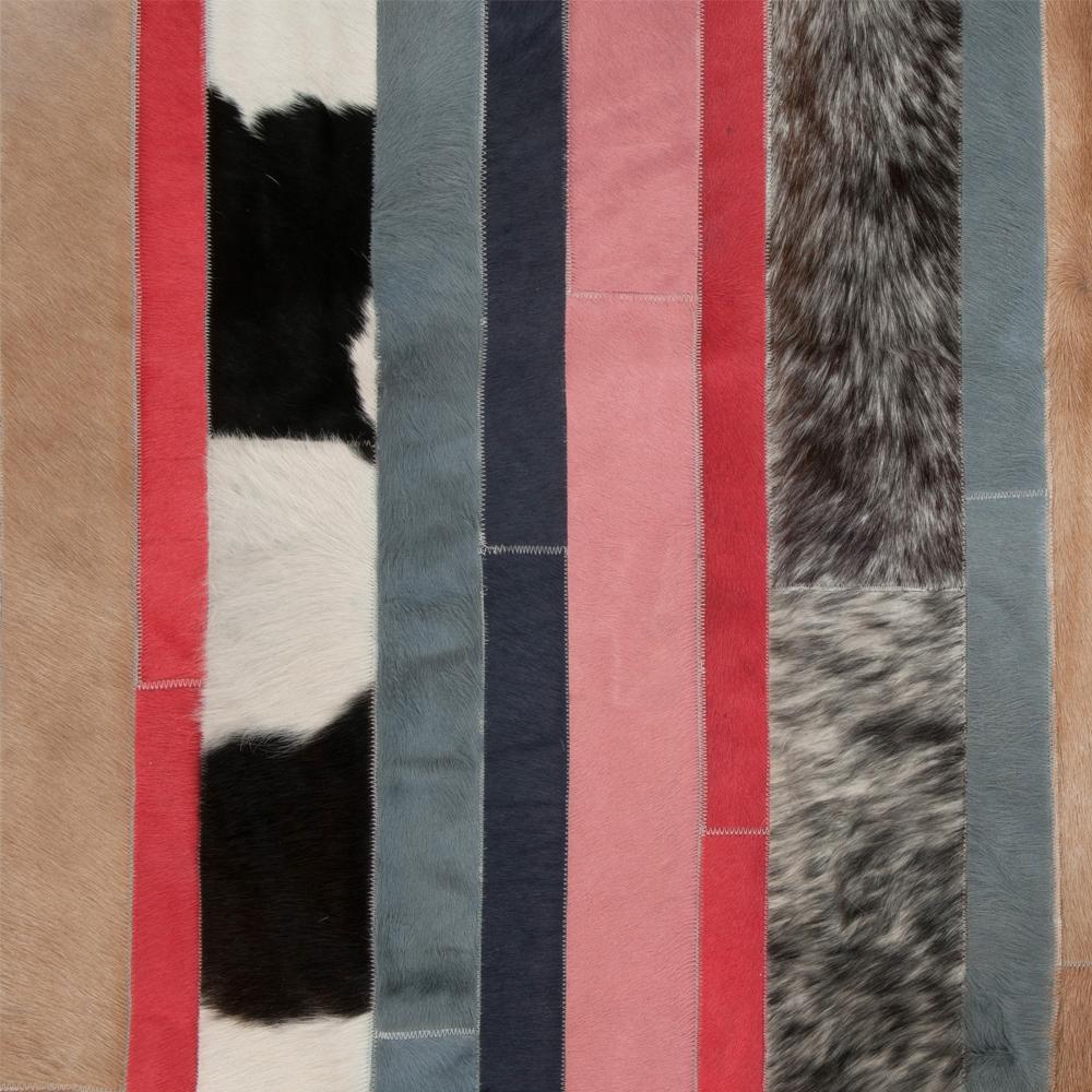 Art Deco Peach, Black & White Stripes Nueva Raya Customizable Cowhide Runner Small For Sale